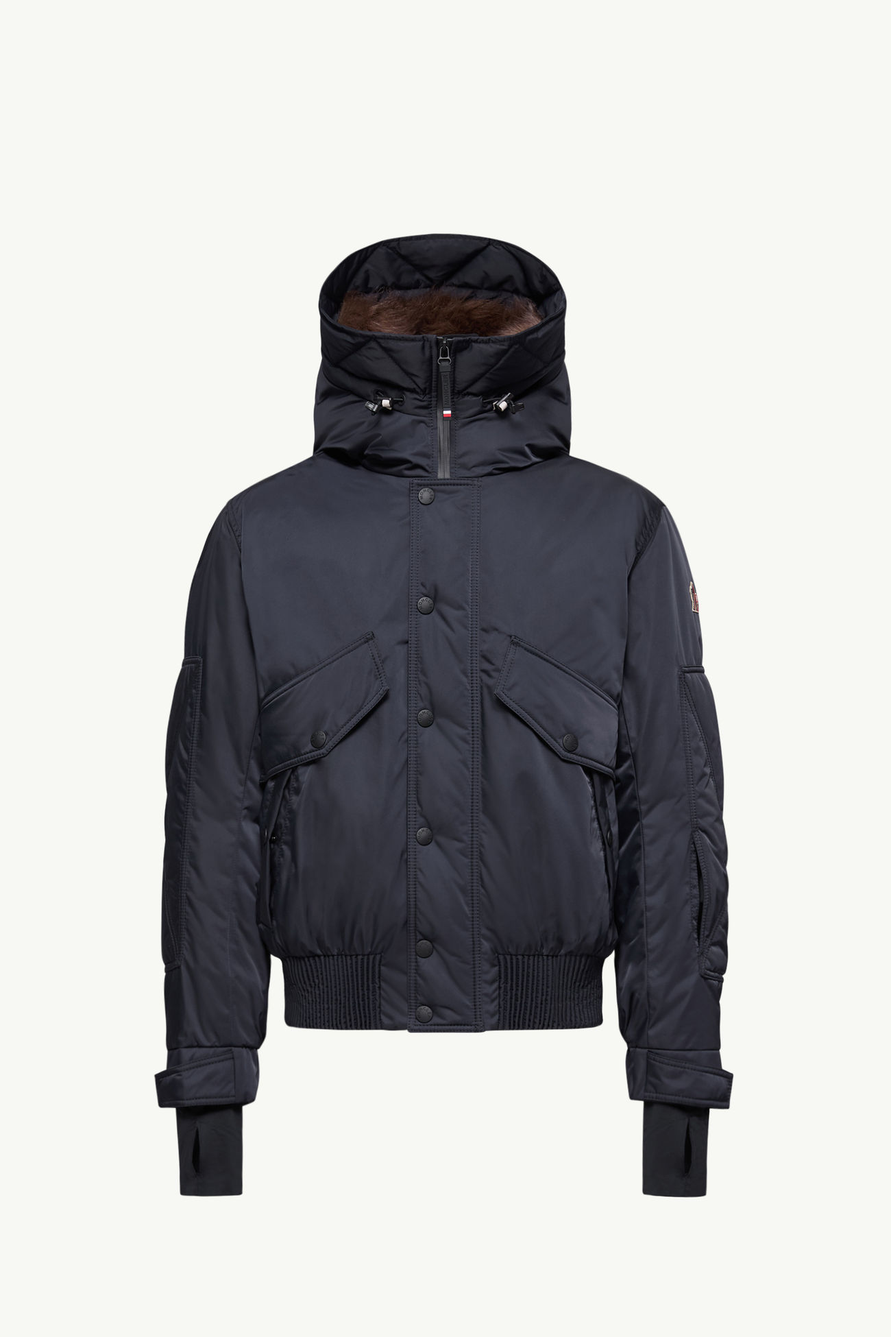 Breche Shearling-Trimmed Hooded Down Ski Jacket Men Navy Blue Moncler 2