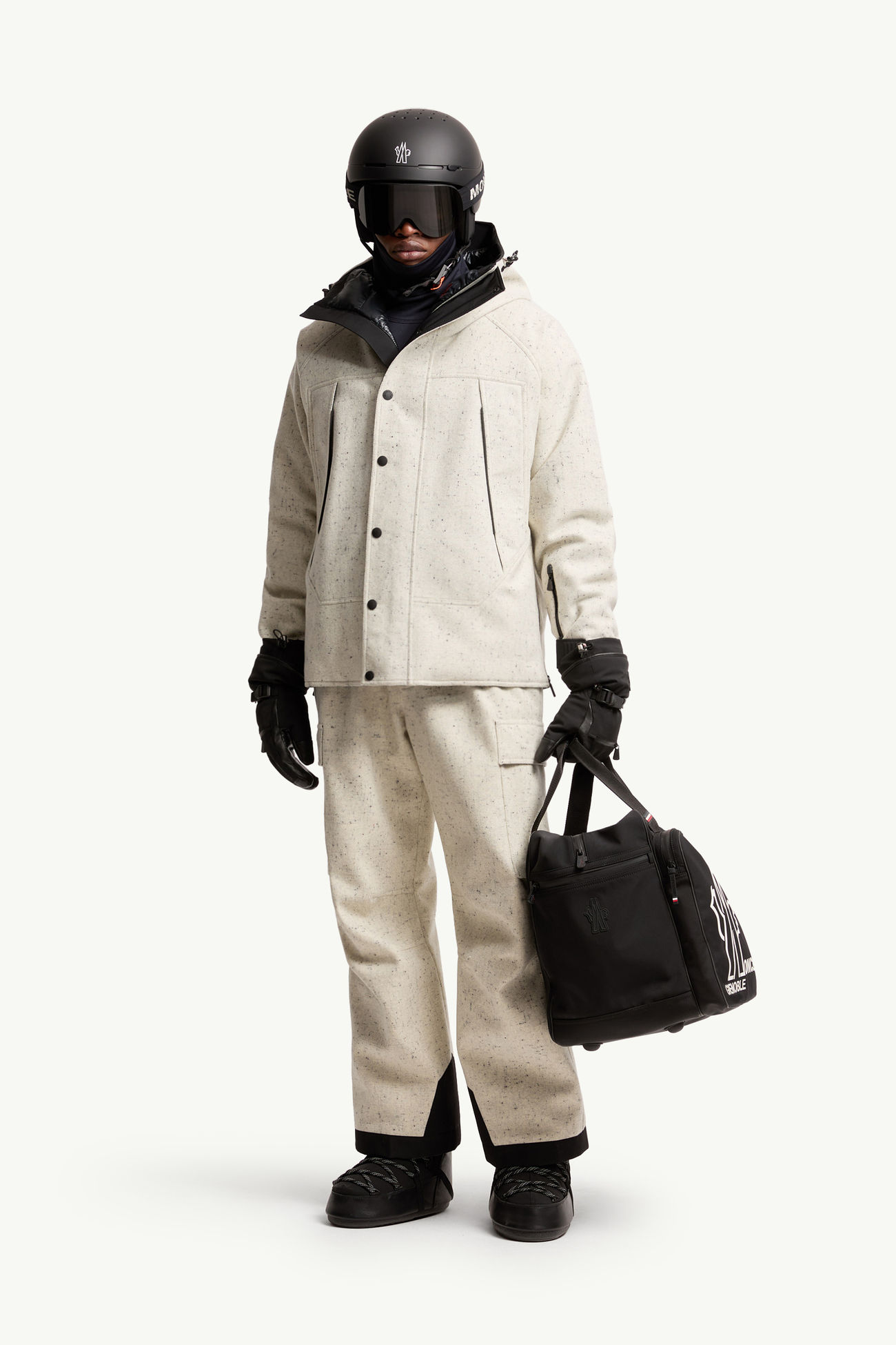 Plumífero de esquí con capucha de lana técnica Marnaz Hombre Blanco Moncler 0