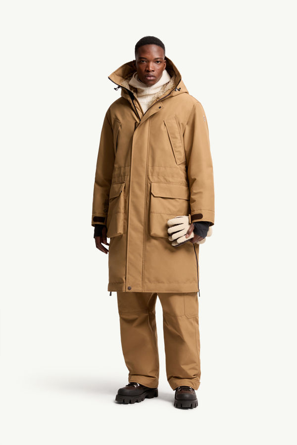 Foux GORE-TEX層壓布料連帽長身滑雪羽絨外套 男士 駱駝米色 Moncler 0