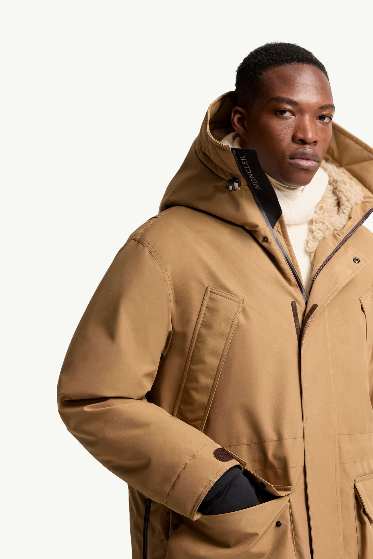 Veste longue de ski à capuche GORE-TEX laminé Foux Hommes Beige Chameau Moncler 6