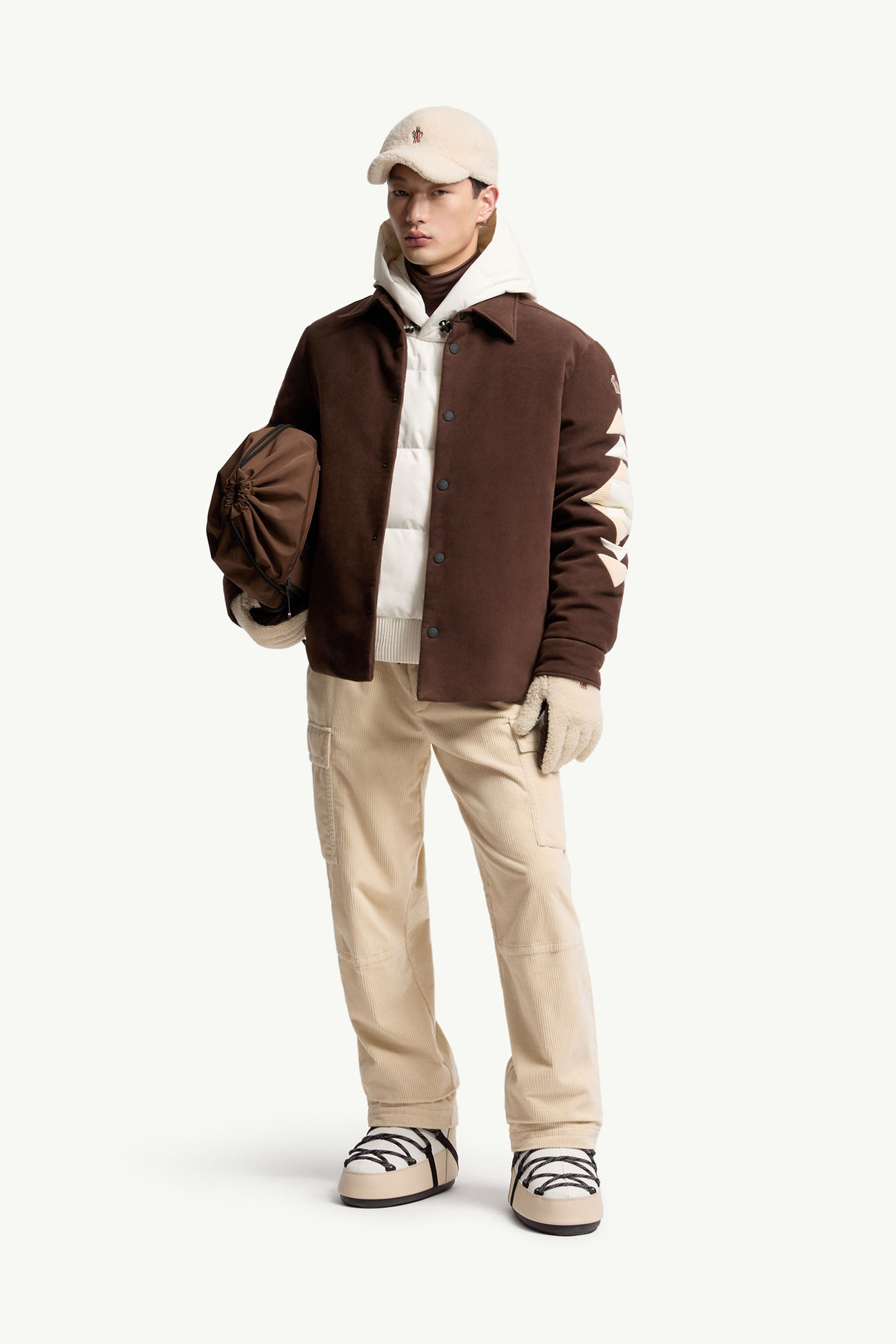 Chaqueta camisera con plumón de pana Valley Hombre Marrón Moncler 0