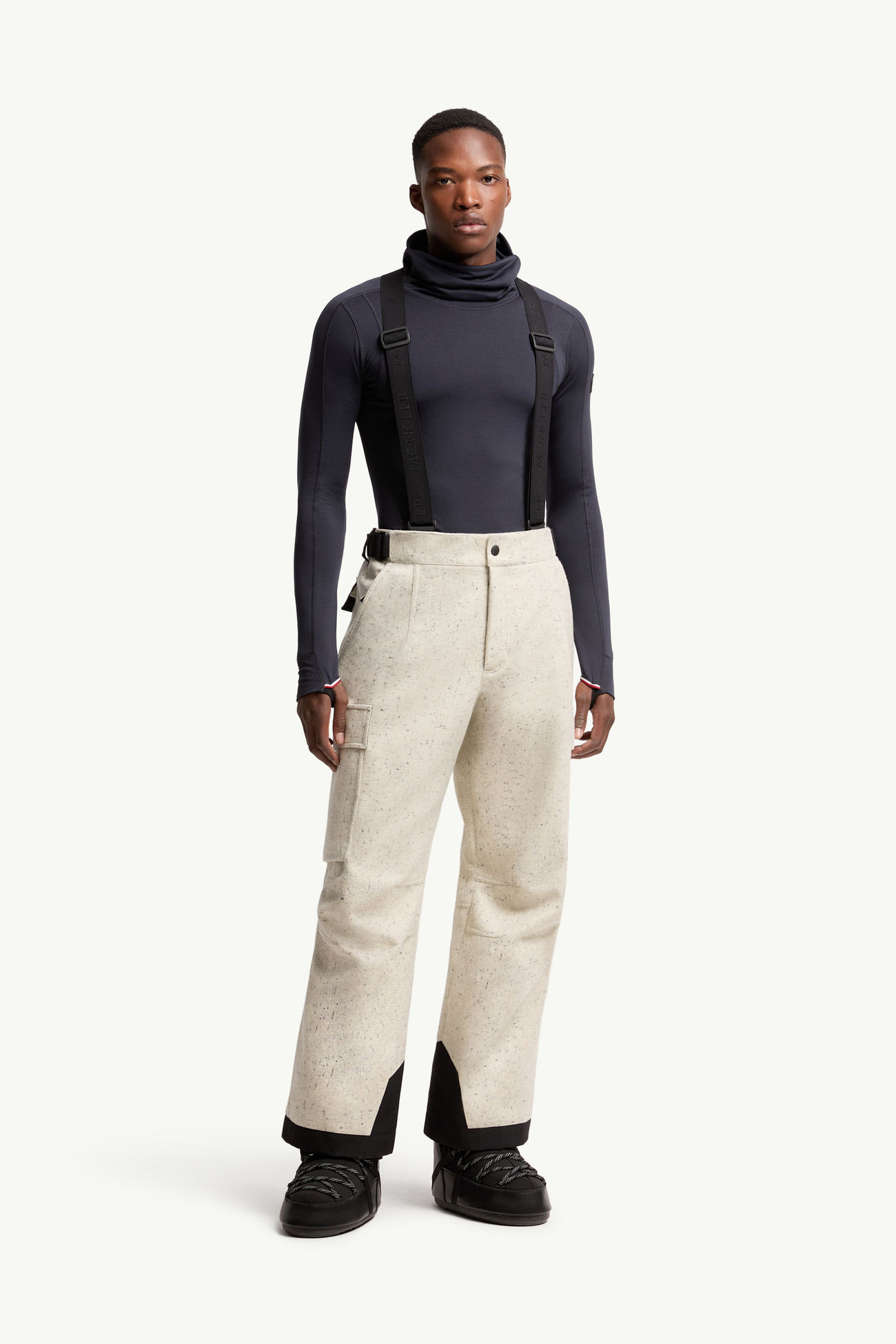 Peto de esquí acolchado de lana técnica Hombre Blanco Moncler 3