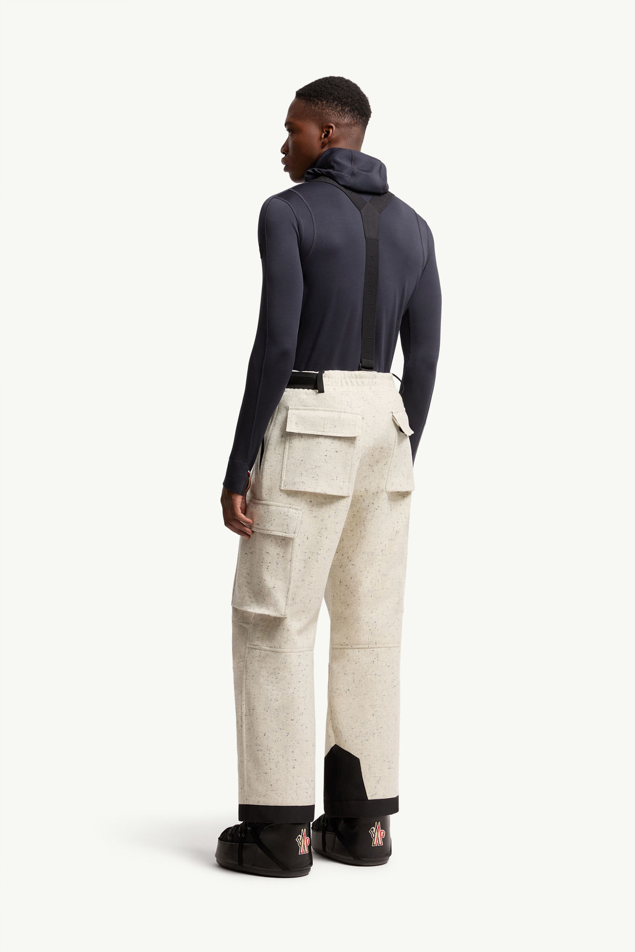 Salopette Da Sci Imbottita in Lana Tecnica Uomo Bianco Moncler 4