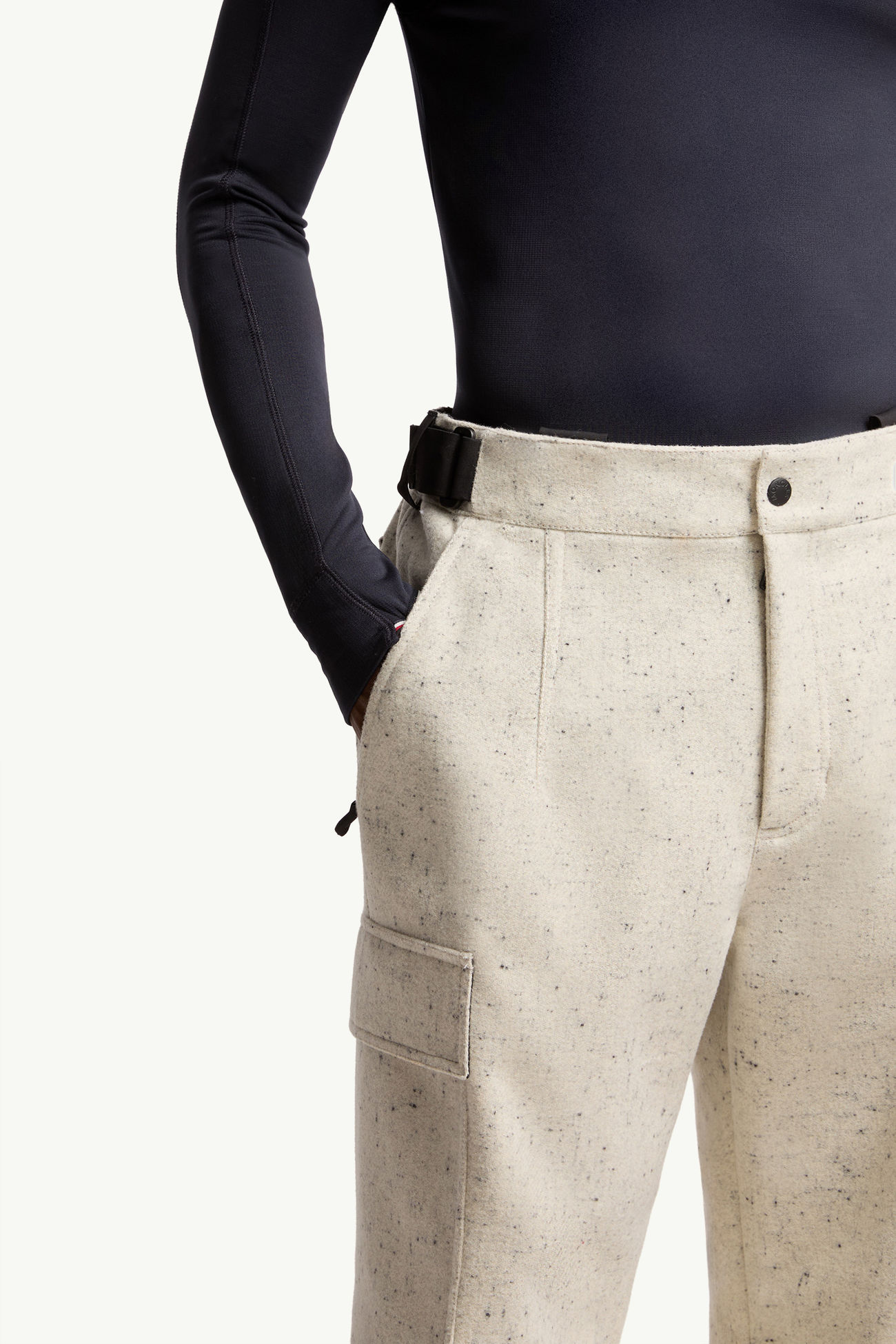 Wattierte Ski-Latzhose aus technischer Wolle Herren Weiß Moncler 6