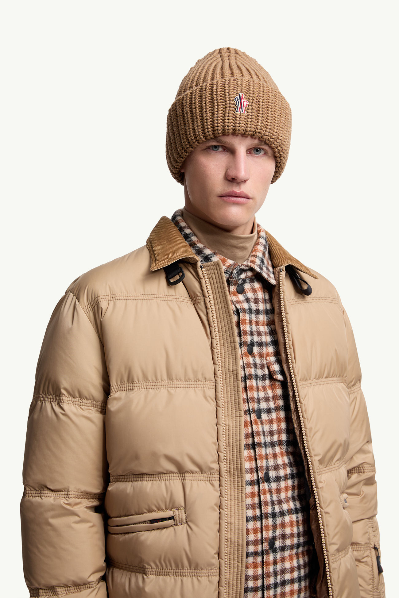 標誌裝飾羊毛冷帽 男士 米色 Moncler 1