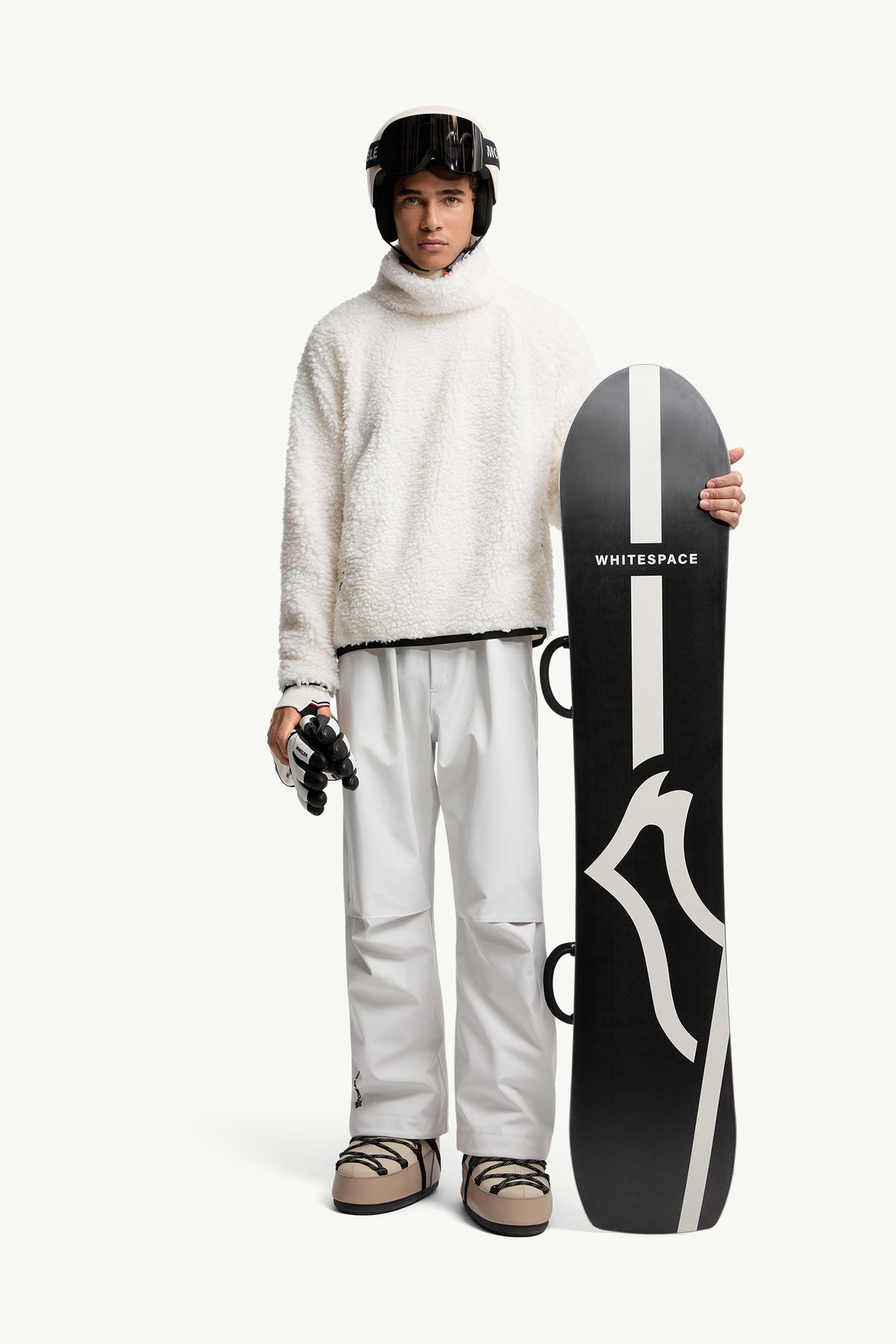 Teddy polo neck Sweatshirt Men White Moncler 0