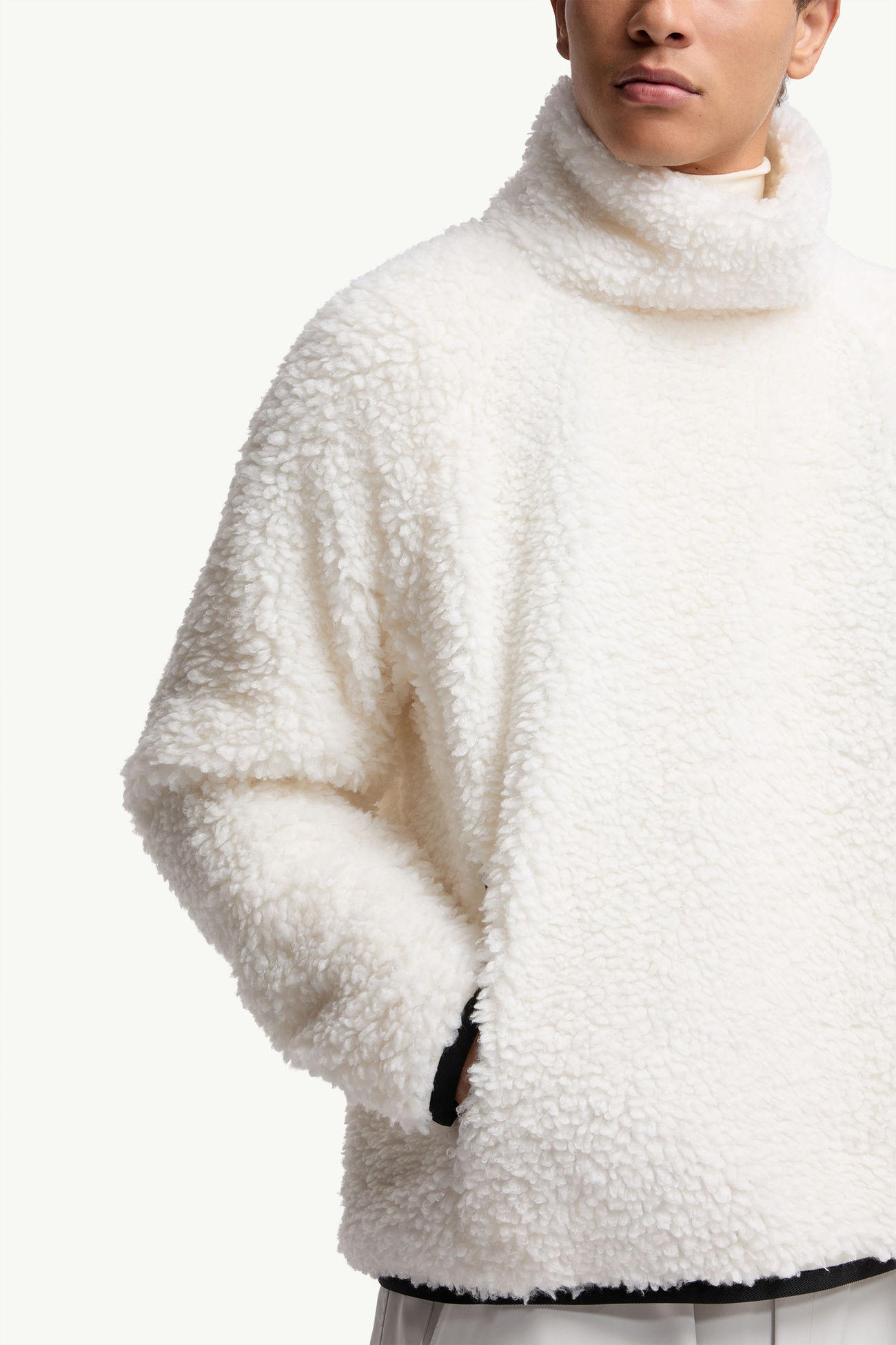 Rollkragen-Sweatshirt aus Teddystoff Herren Weiß Moncler 5