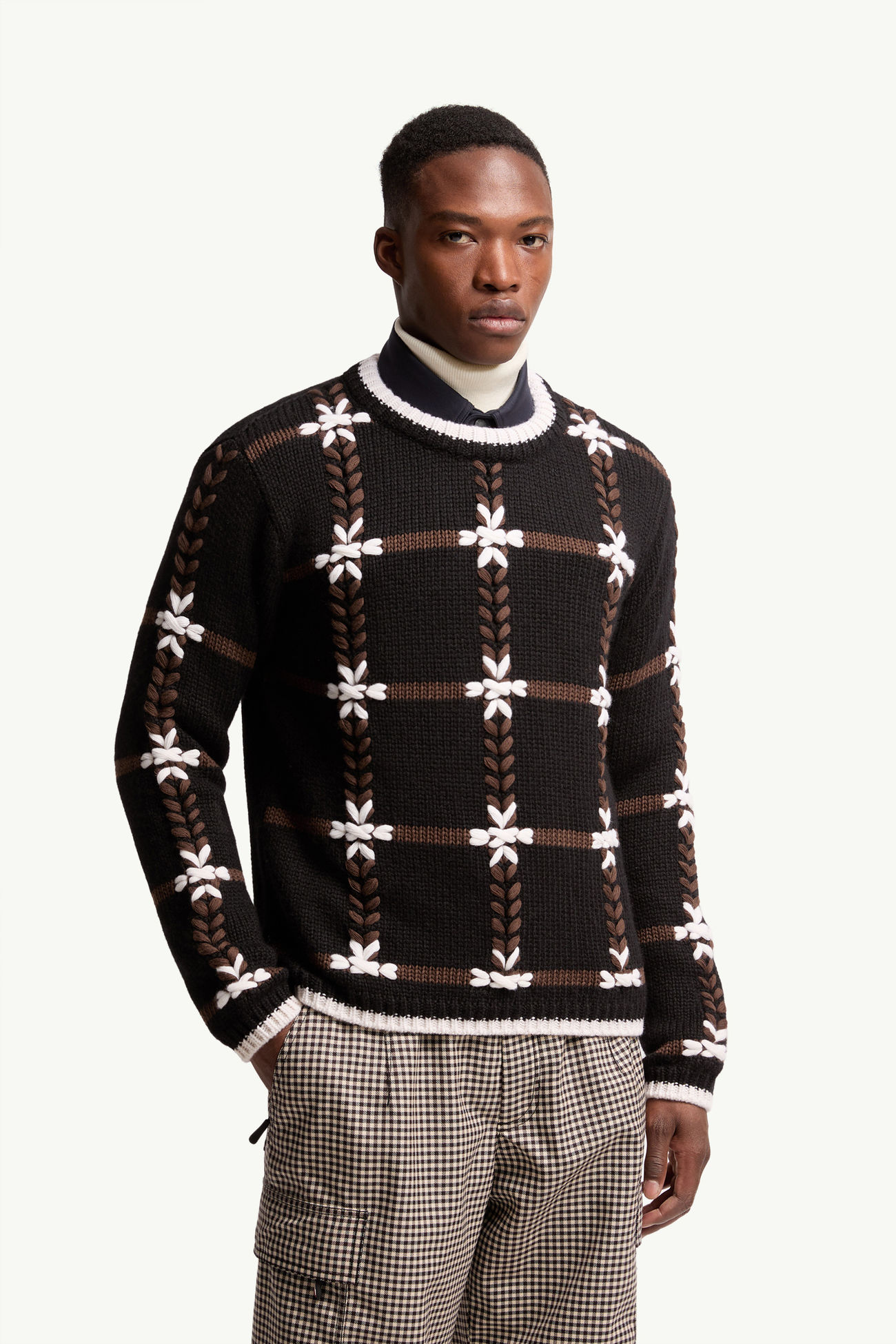 Embroidered Wool Blend Jumper Men Black Moncler 3