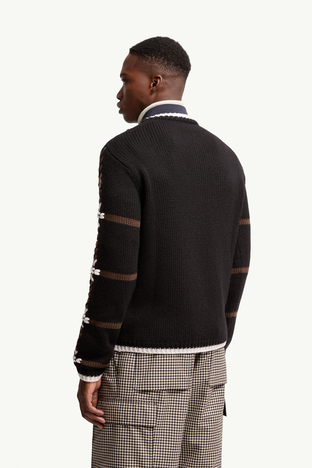 Embroidered Wool Blend Sweater Men Black Moncler 4