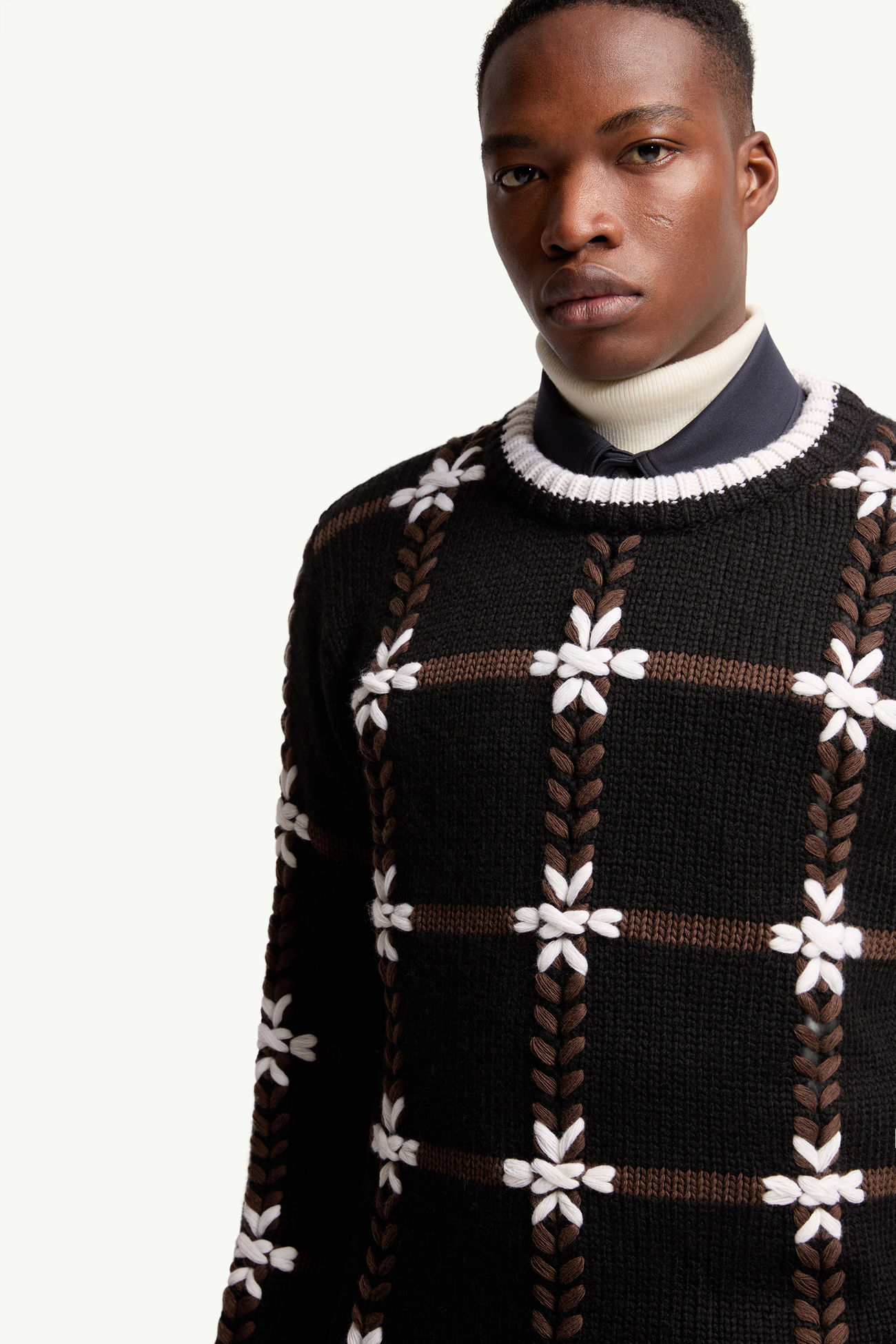 Pull en laine mélangée brodé Hommes Noir Moncler 5