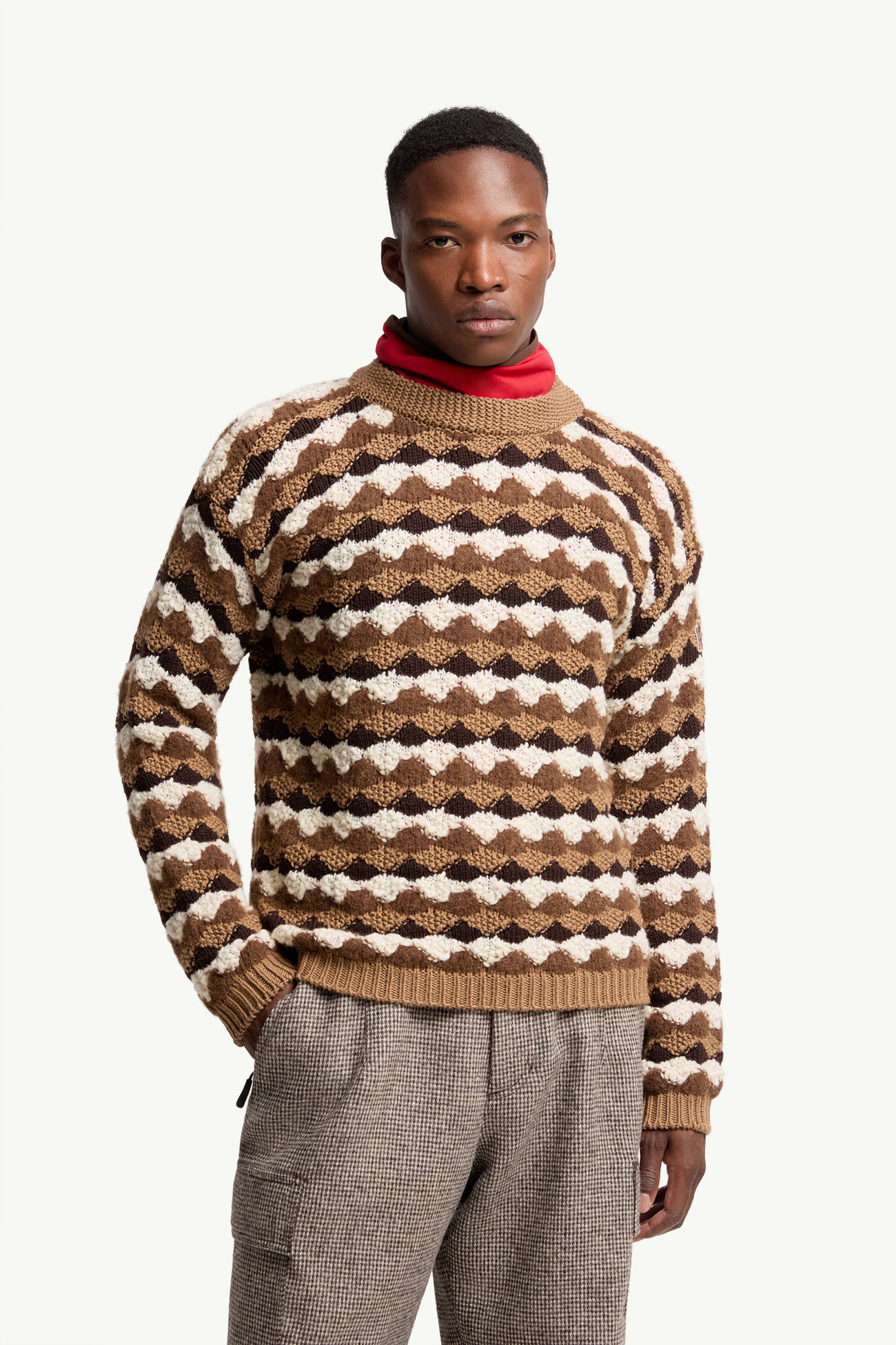 Geometric Pattern Wool & Alpaca Blend jumper Men Beige & Brown Moncler 1