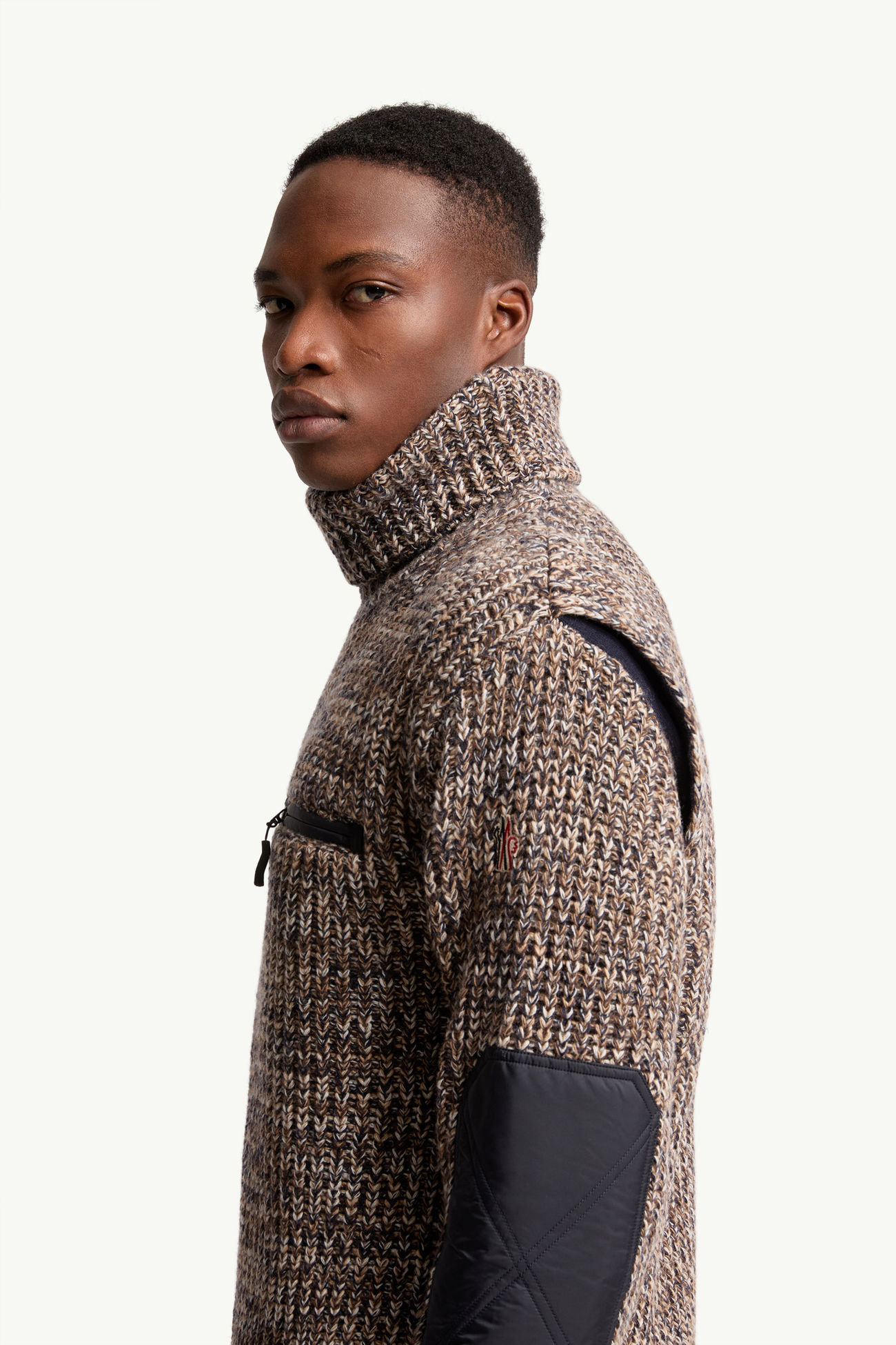 Wool polo neck jumper Men Blue & Brown Moncler 1