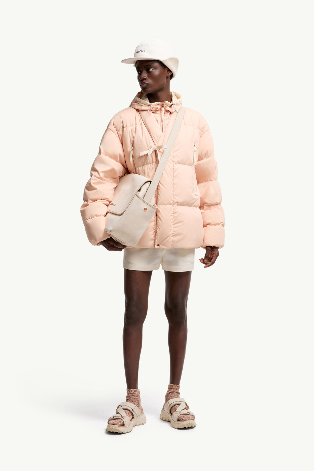 Moncler x Gilga Farm by Donald Glover Tangelo kurze Daunenjacke Herren Pfirsich-Pink Moncler 0