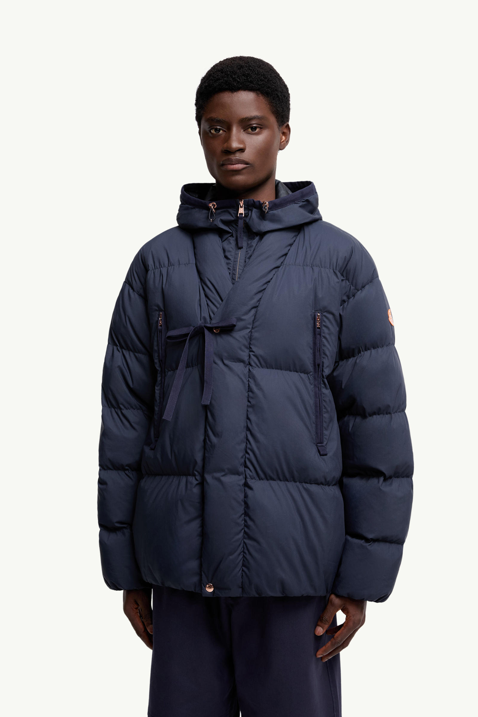 Moncler x Gilga Farm by Donald Glover Tangelo Short Down Jacket Men Navy Blue Moncler 3