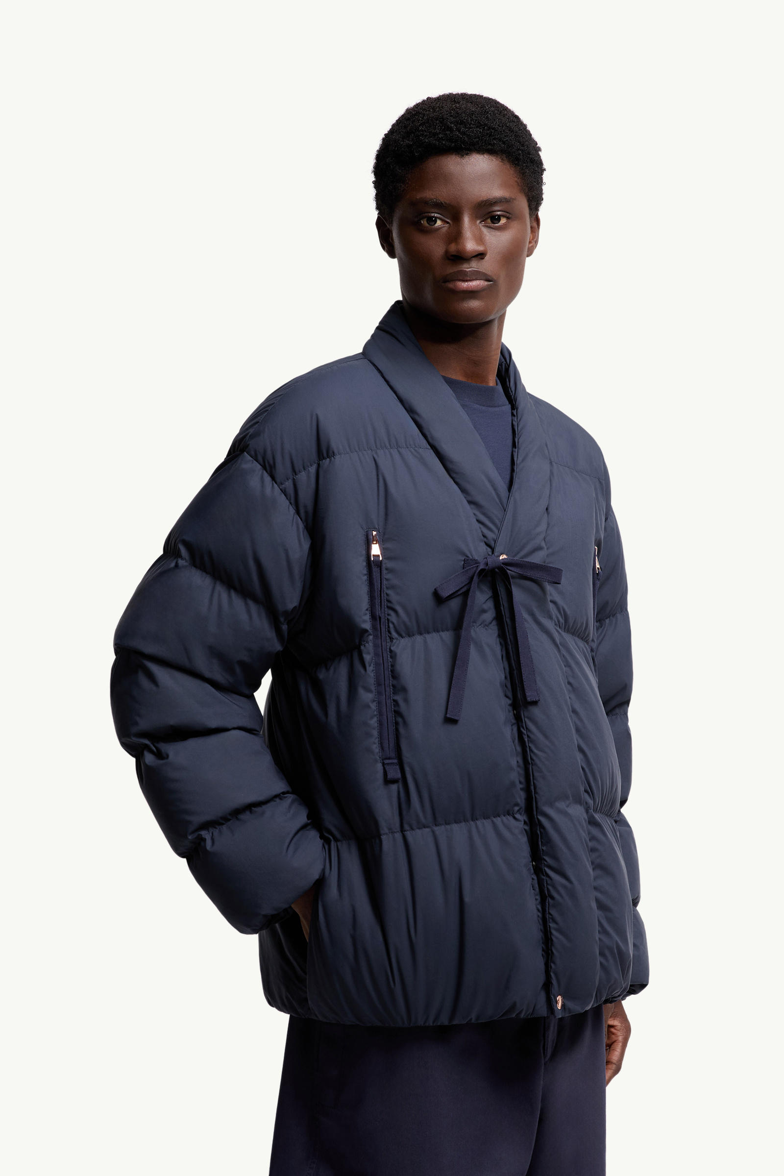 Moncler x Gilga Farm by Donald Glover Tangelo Short Down Jacket Men Navy Blue Moncler 5