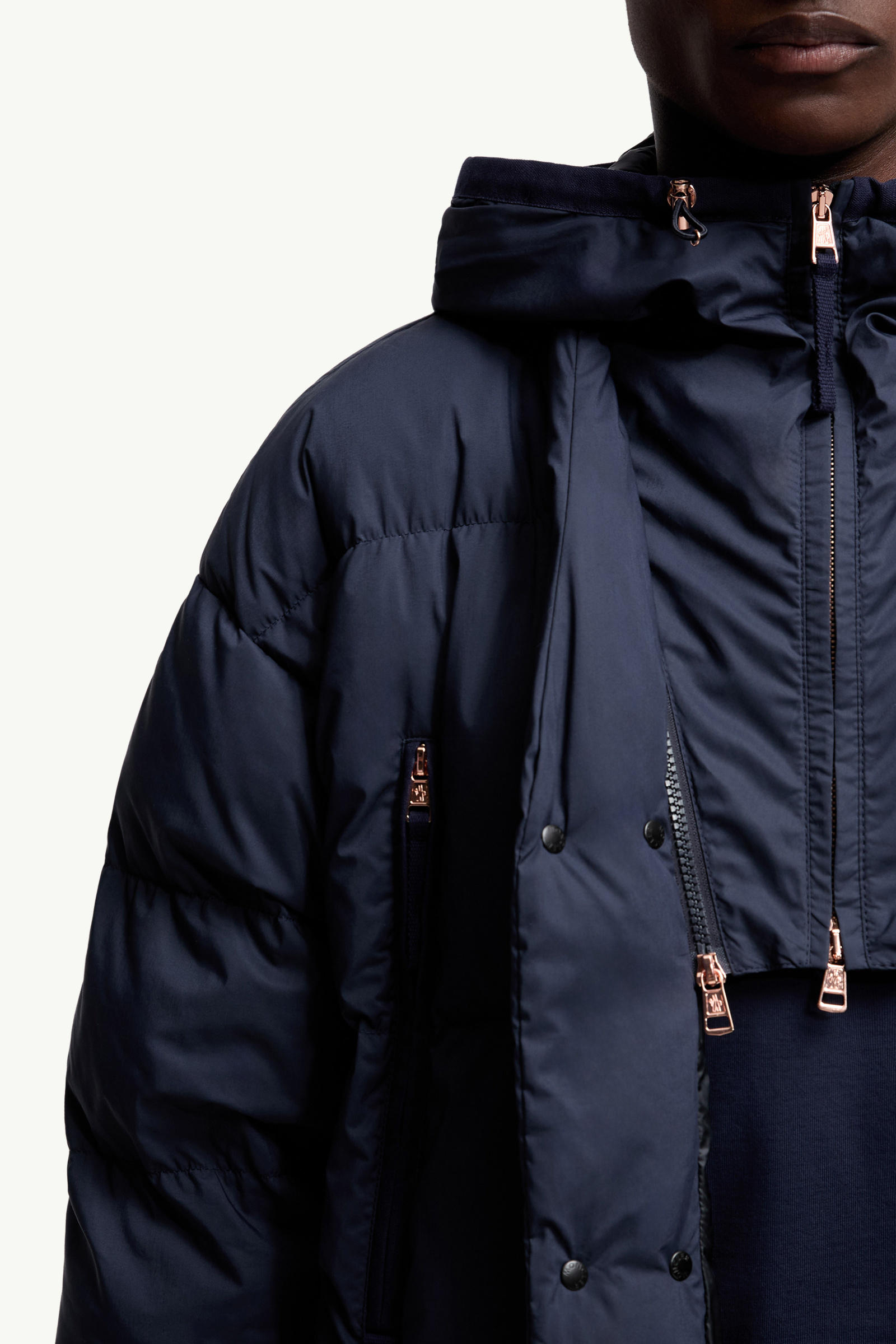 Moncler x Gilga Farm by Donald Glover Tangelo Short Down Jacket Men Navy Blue Moncler 6