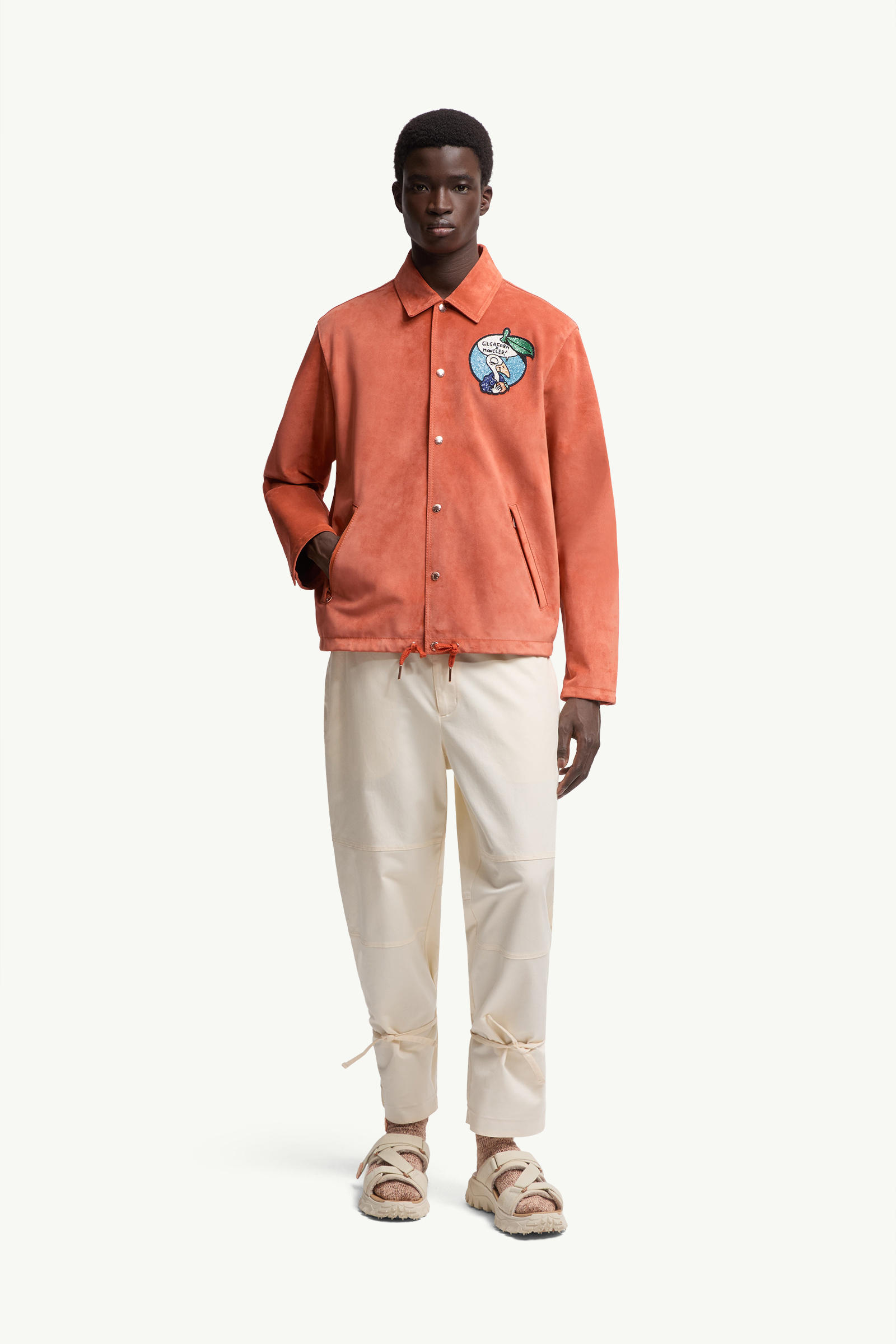Veste-chemise en daim Navel Moncler x Gilga Farm by Donald Glover Hommes Orange vif Moncler 0