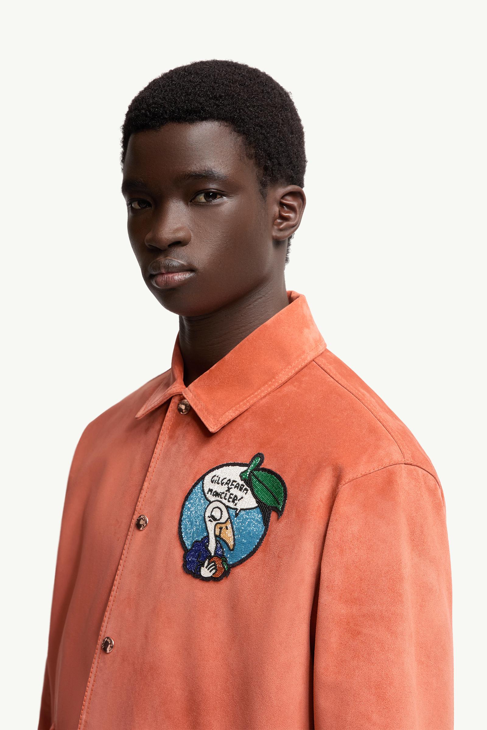 Veste-chemise en daim Navel Moncler x Gilga Farm by Donald Glover Hommes Orange vif Moncler 1