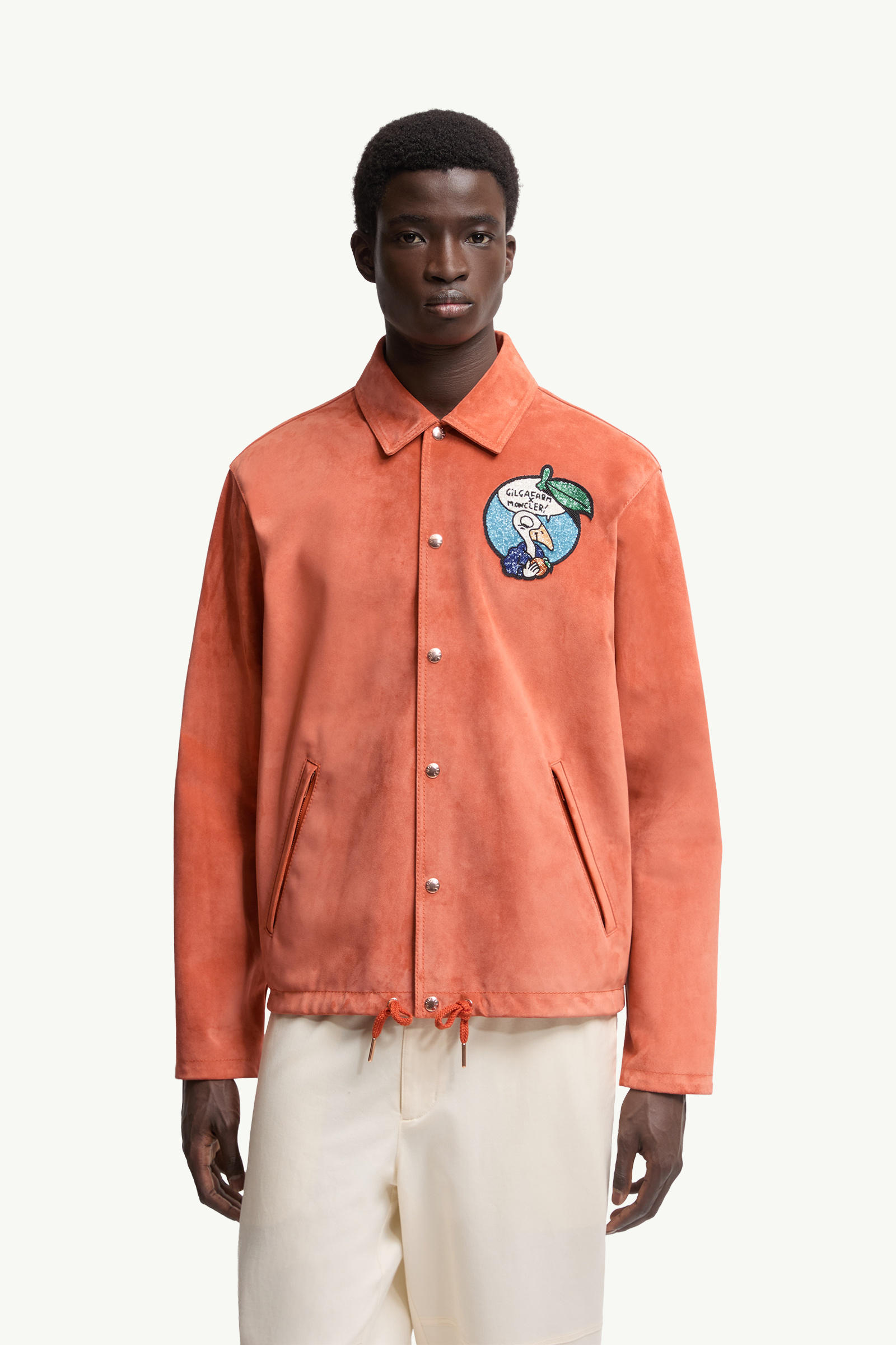 Veste-chemise en daim Navel Moncler x Gilga Farm by Donald Glover Hommes Orange vif Moncler 3
