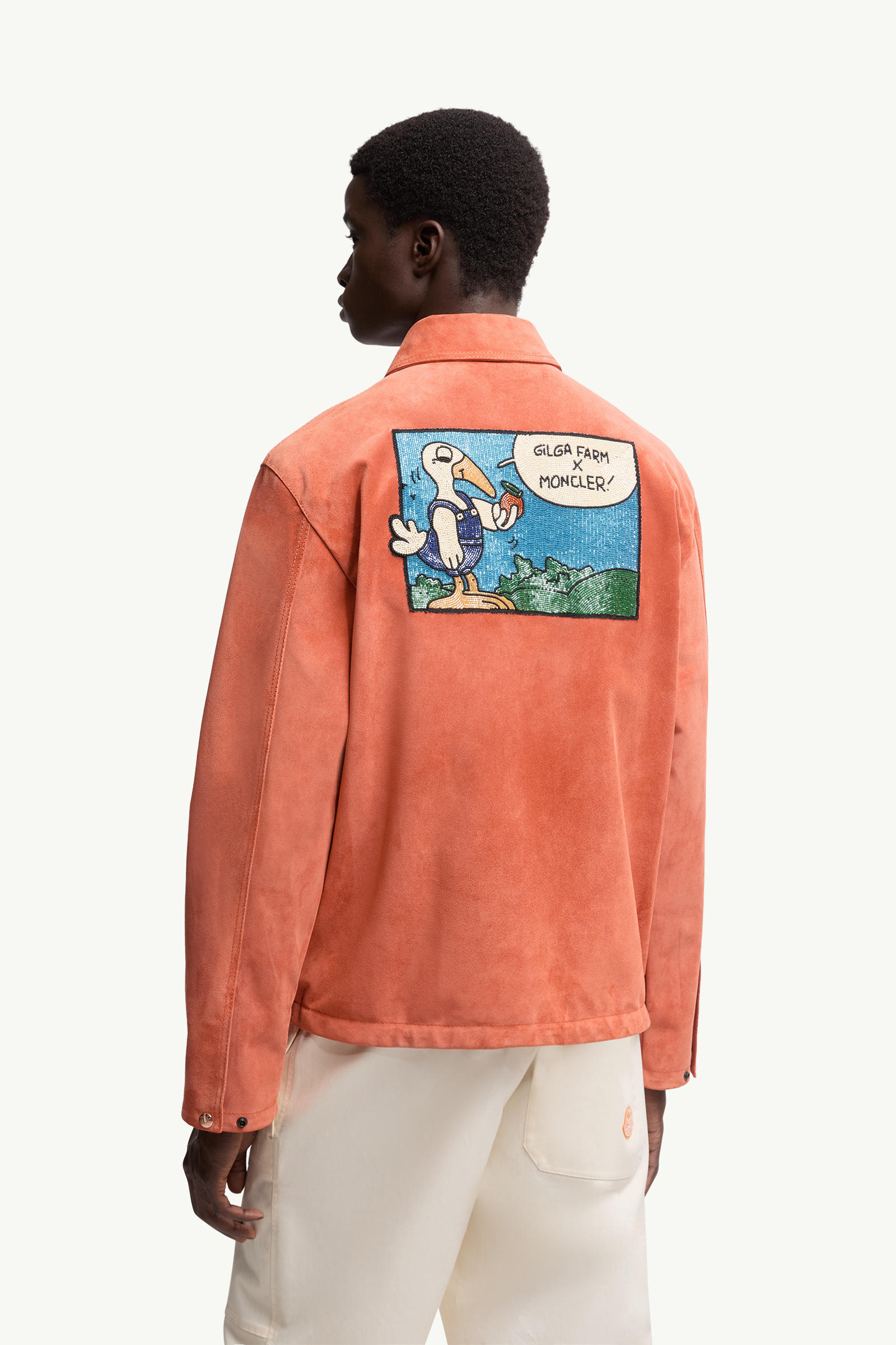 Veste-chemise en daim Navel Moncler x Gilga Farm by Donald Glover Hommes Orange vif Moncler 4