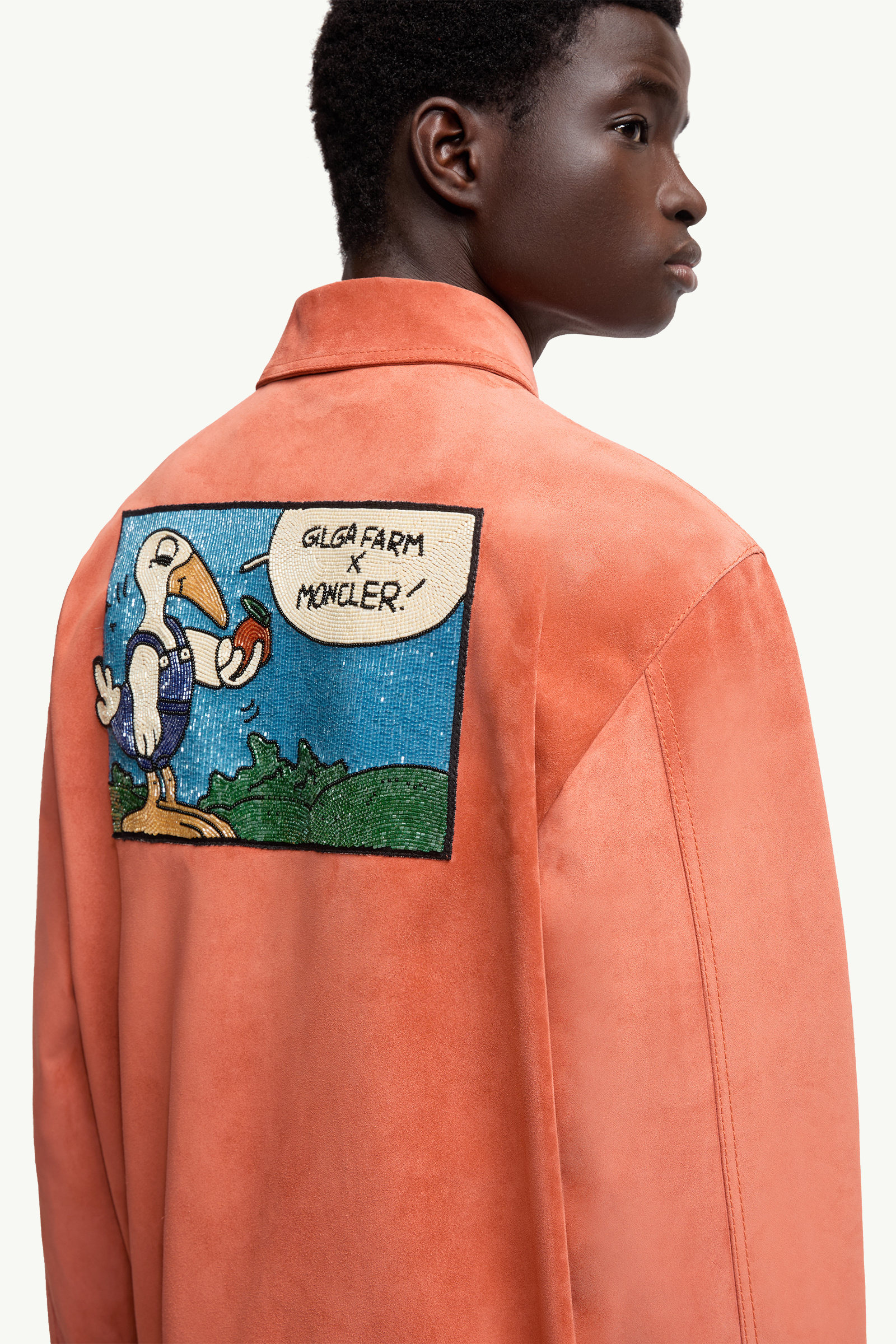 Veste-chemise en daim Navel Moncler x Gilga Farm by Donald Glover Hommes Orange vif Moncler 5