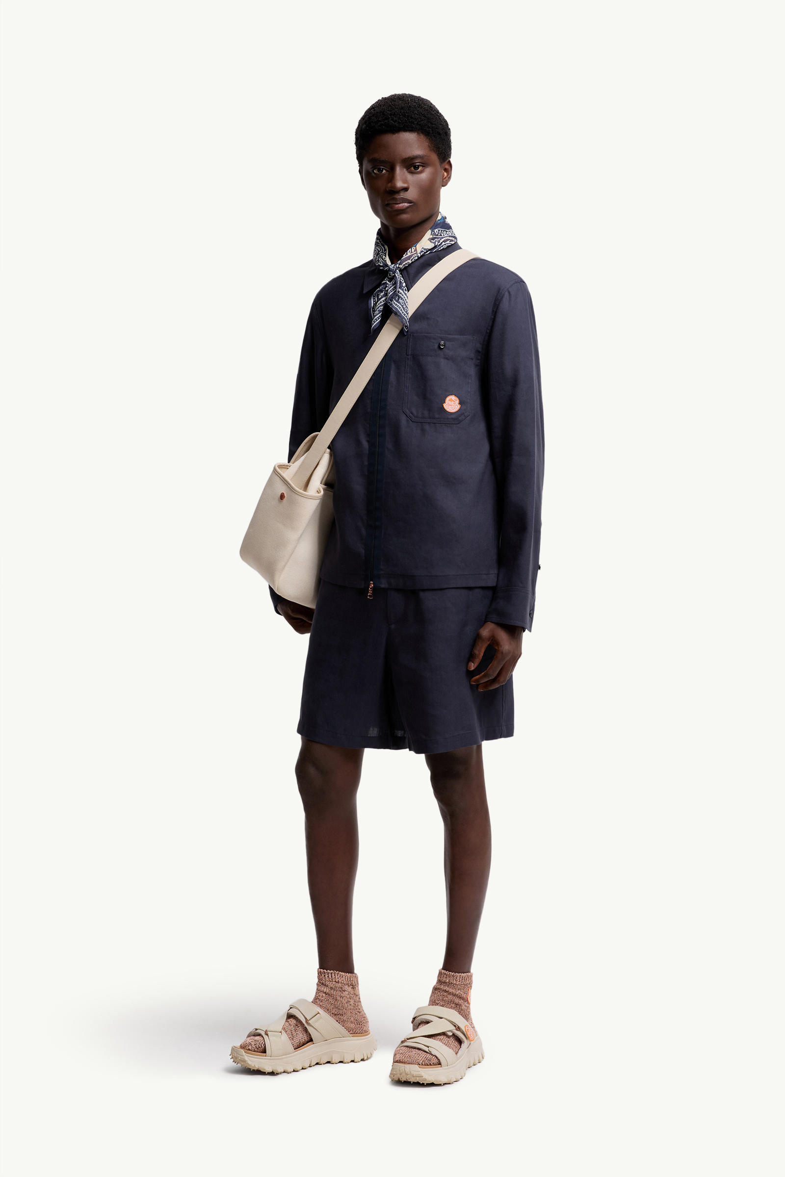 Moncler x Gilga Farm by Donald Glover Linen Blend Shorts Men Navy Blue Moncler 0