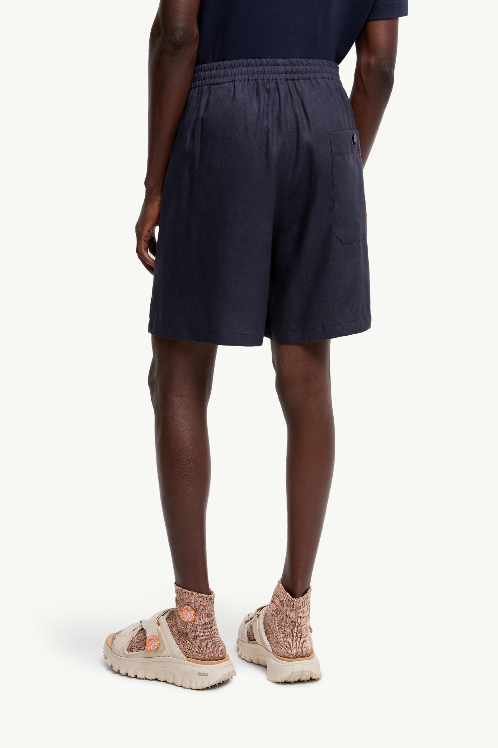 Moncler x Gilga Farm by Donald Glover Linen Blend Shorts Men Navy Blue Moncler 4