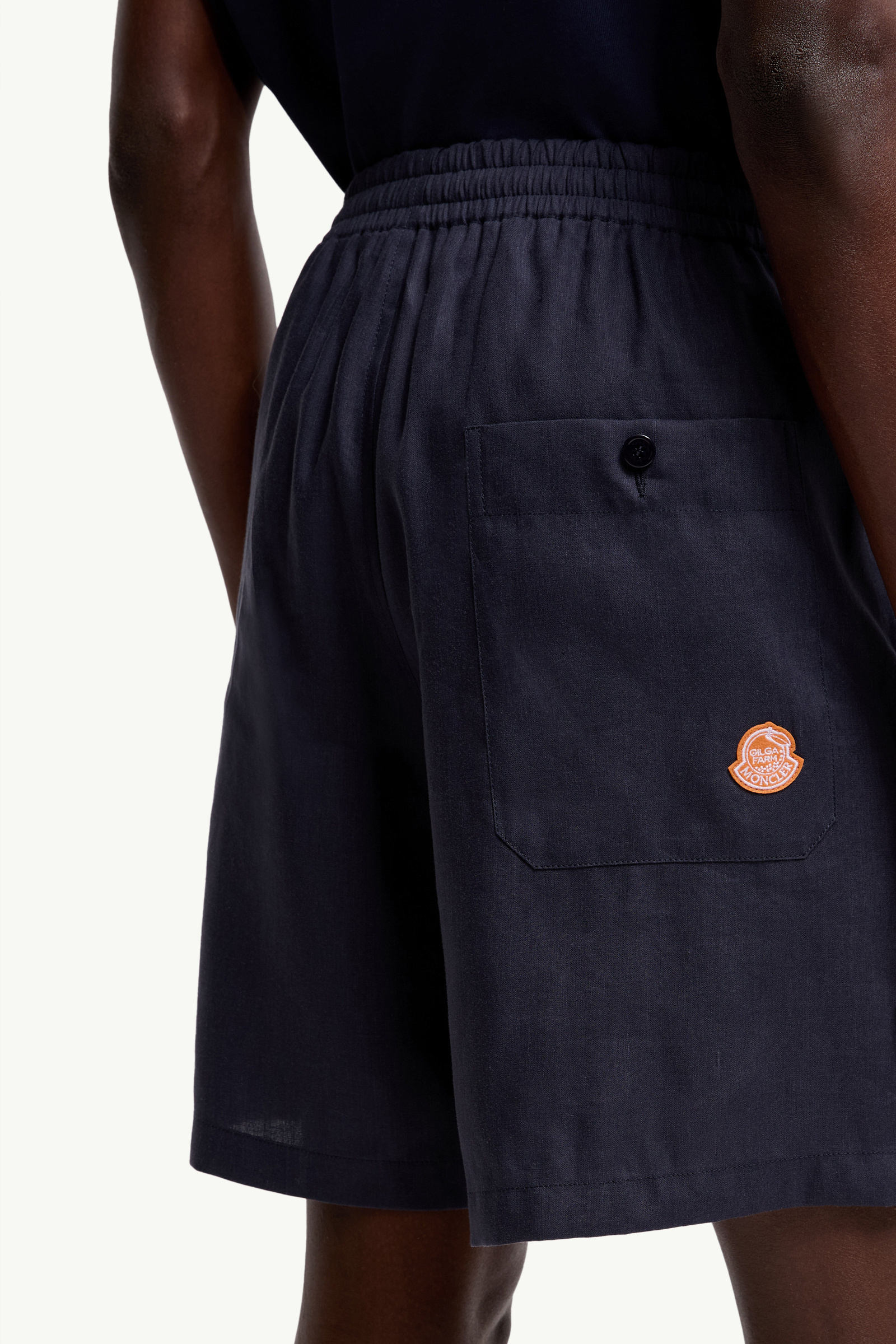 Moncler x Gilga Farm by Donald Glover Linen Blend Shorts Men Navy Blue Moncler 5