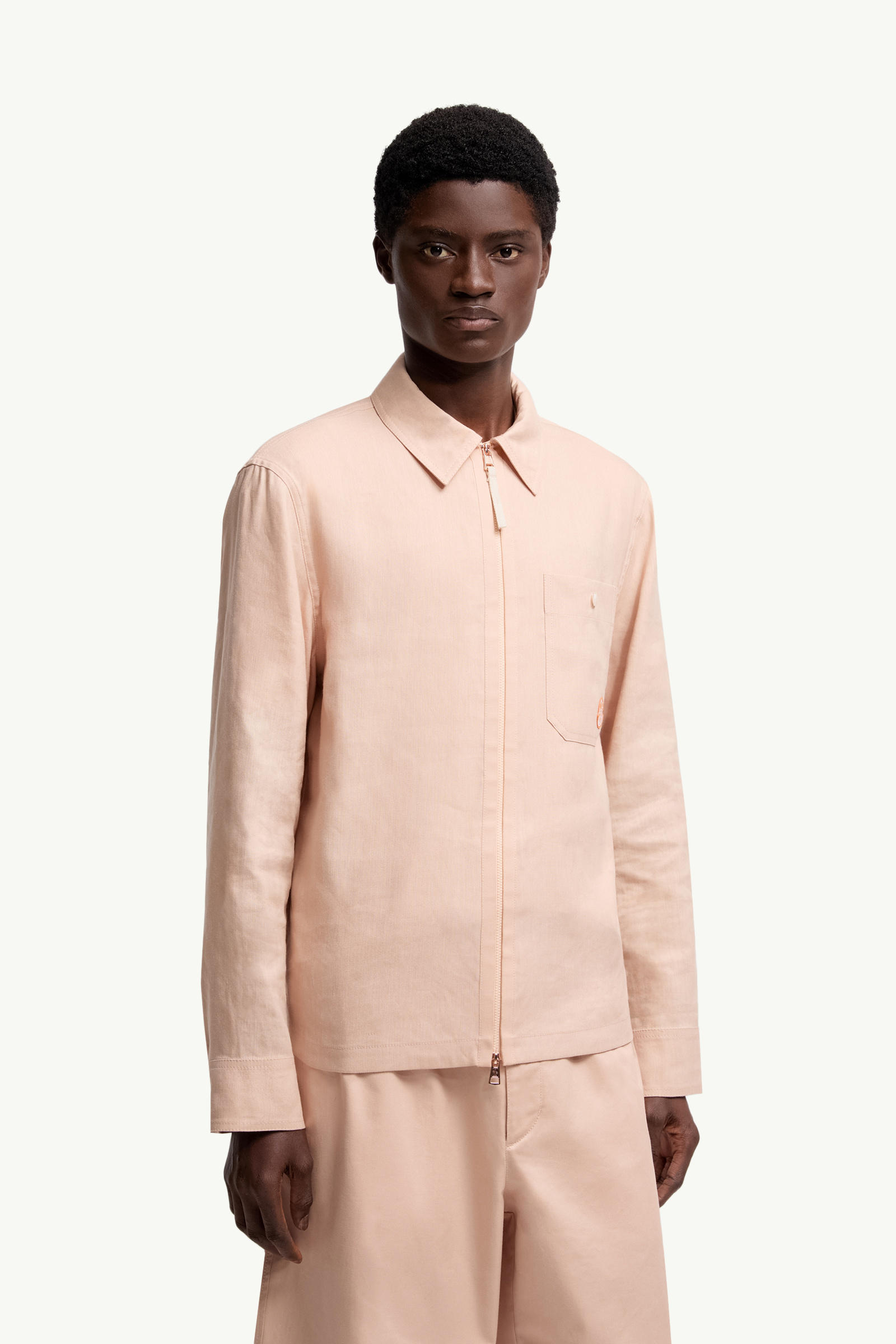 Moncler x Gilga Farm by Donald Glover Linen Blend Shirt Men Peach Pink Moncler 3