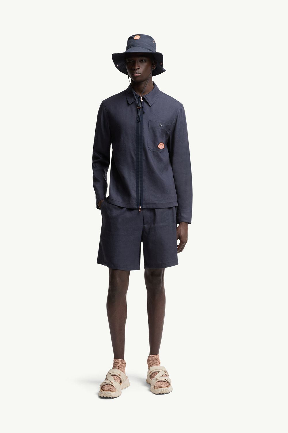 Moncler x Gilga Farm by Donald Glover Linen Blend Shirt Men Navy Blue Moncler 0
