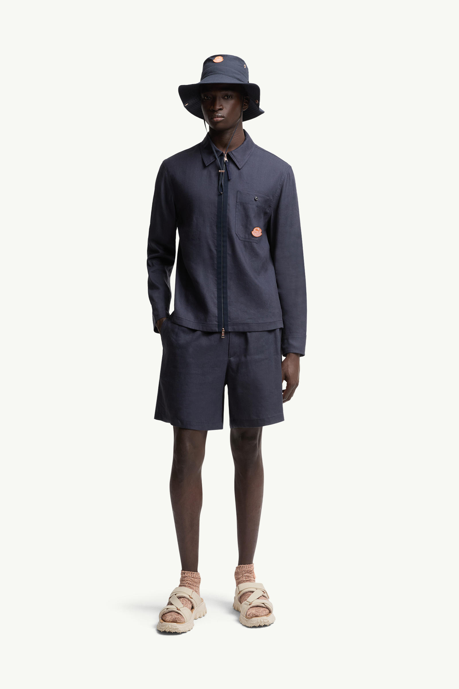 Moncler x Gilga Farm by Donald Glover Linen Blend Shirt Men Navy Blue Moncler 0
