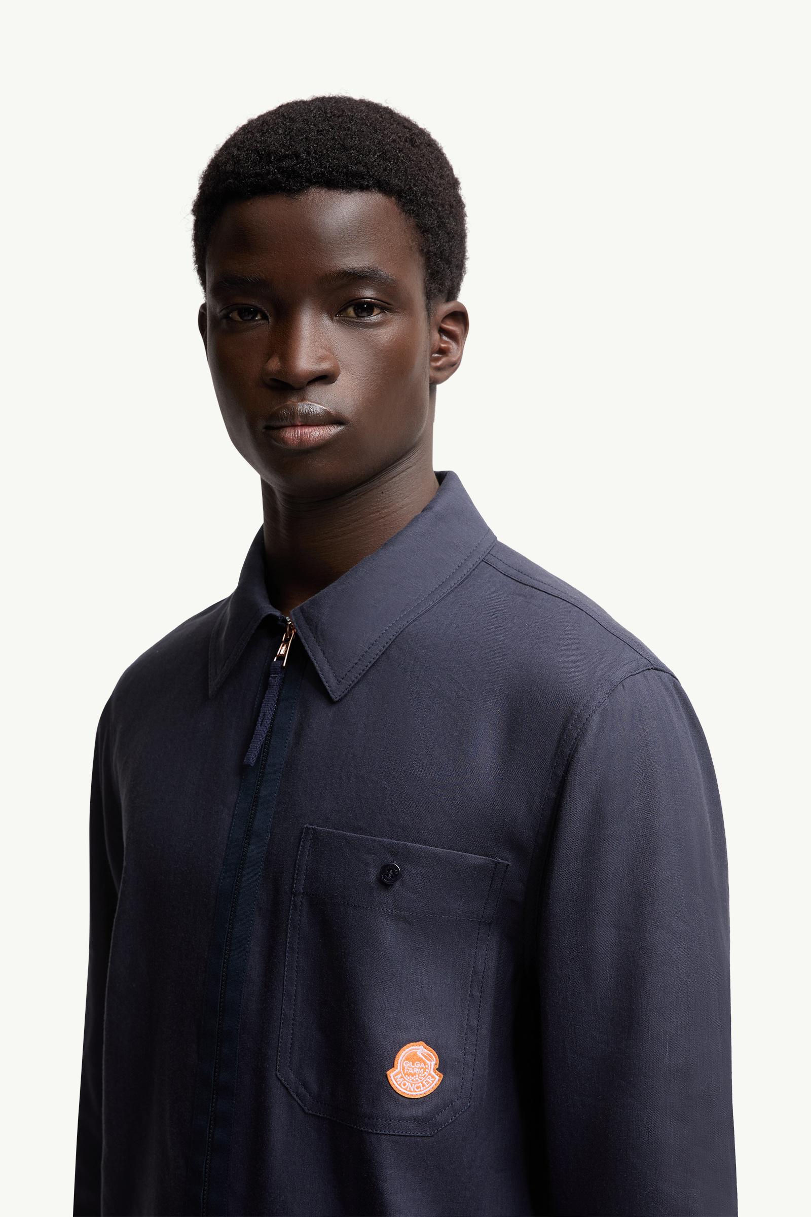 Moncler x Gilga Farm by Donald Glover Linen Blend Shirt Men Navy Blue Moncler 1