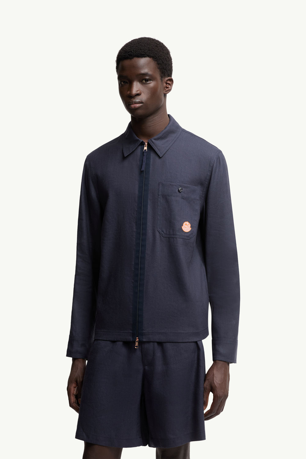 Moncler x Gilga Farm by Donald Glover Linen Blend Shirt Men Navy Blue Moncler 3