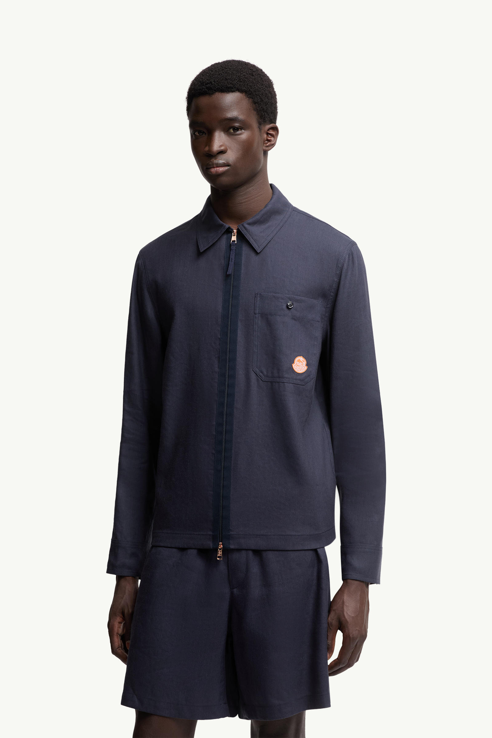 Moncler x Gilga Farm by Donald Glover Linen Blend Shirt Men Navy Blue Moncler 3