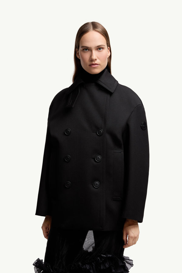 Giacca Peacot Maysak Moncler x EE72 di Edward Enninful in lana Donna Nero Moncler 3