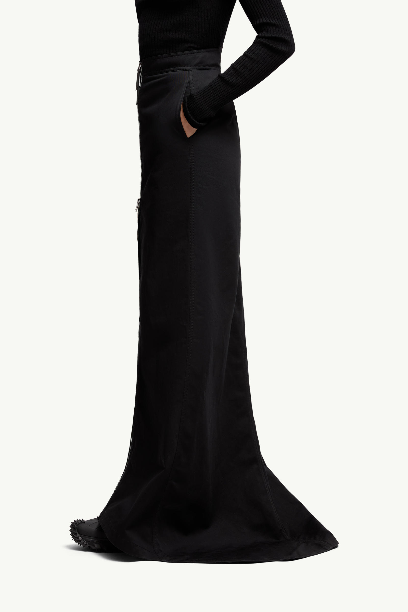 Gonna maxi Moncler x EE72 di Edward Enninful in gabardine di cotone Donna Nero Moncler 1