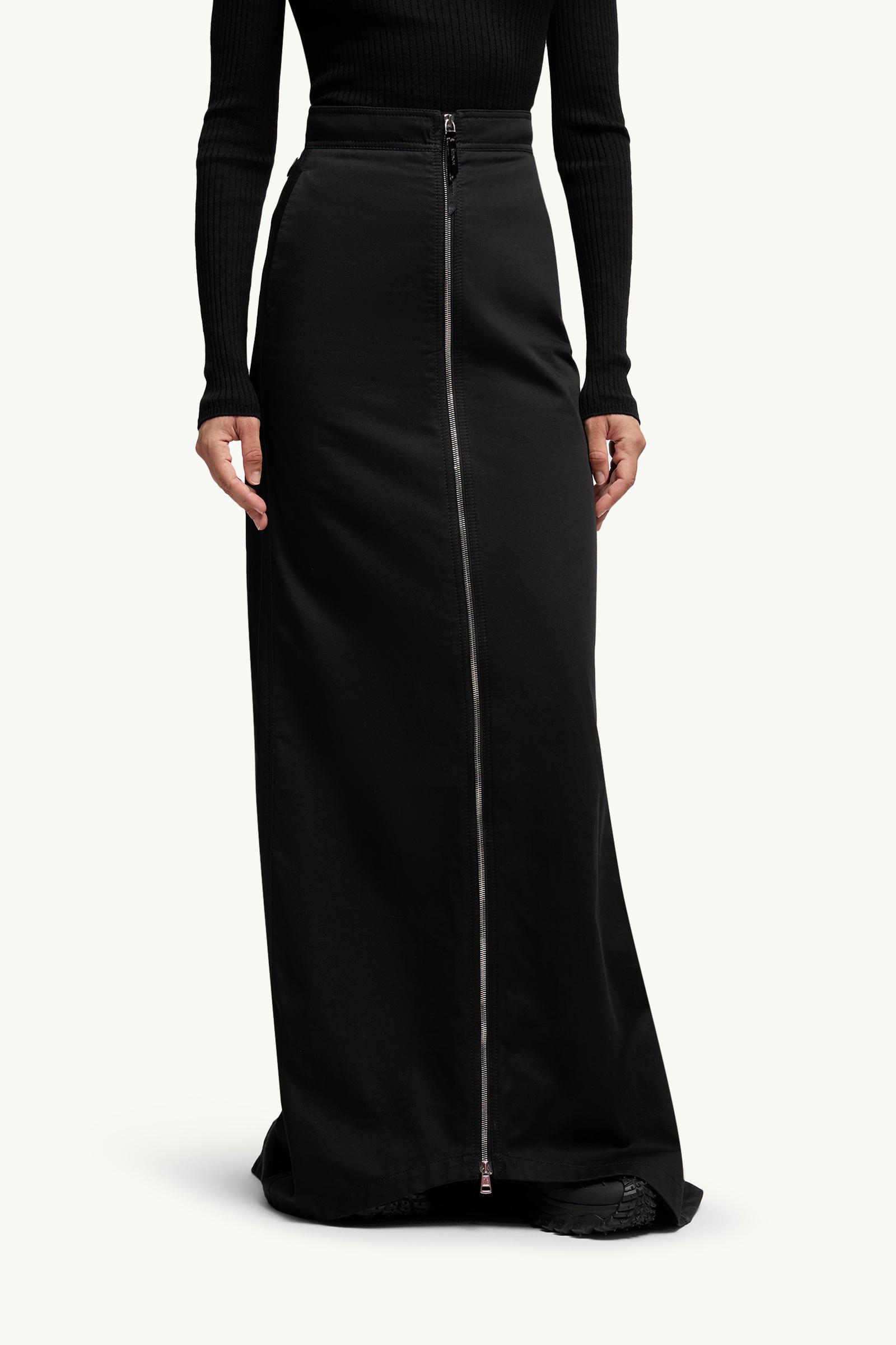 Gonna maxi Moncler x EE72 di Edward Enninful in gabardine di cotone Donna Nero Moncler 3