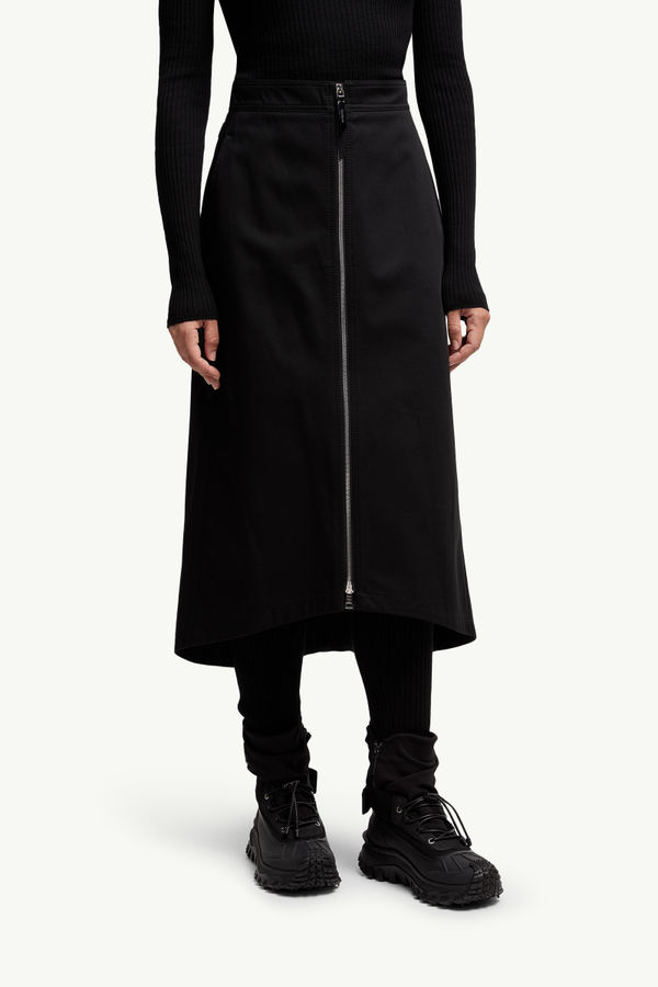 Gonna midi in gabardina di cotone Moncler x EE72 di Edward Enninful Donna Nero Moncler 3