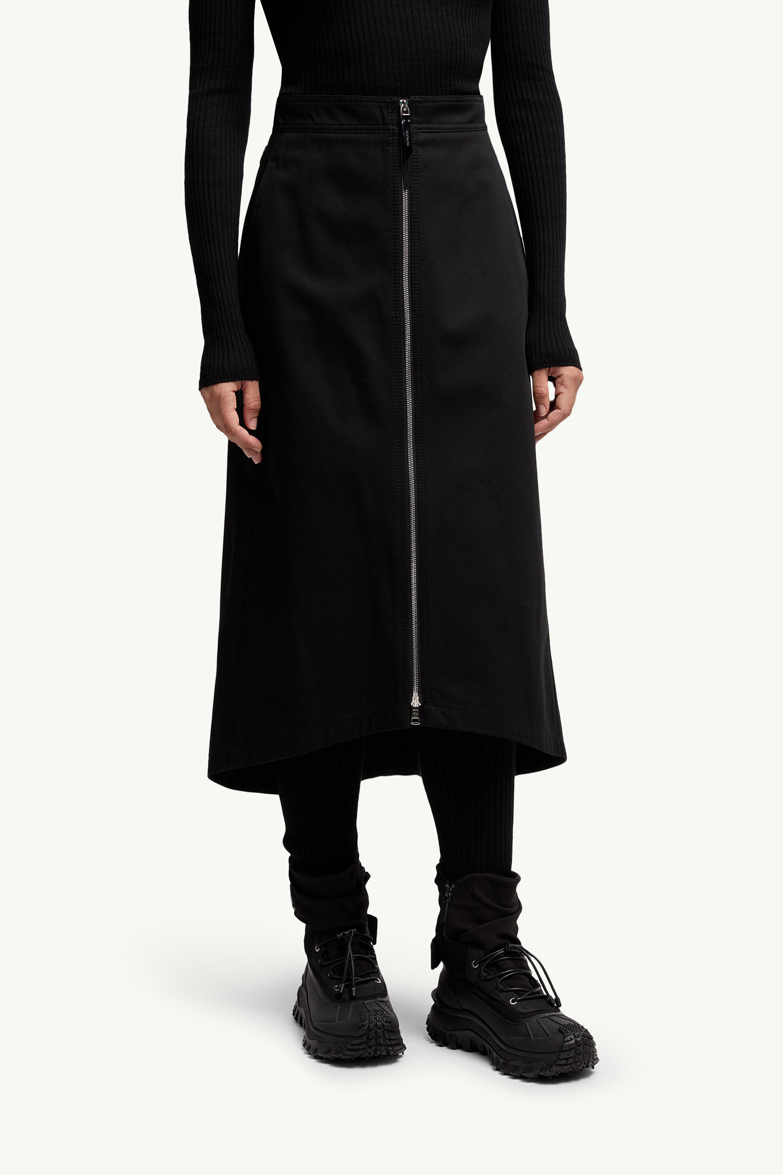 Moncler x EE72 by Edward Enninful Cotton Gabardine Midi Skirt Women Black Moncler 3