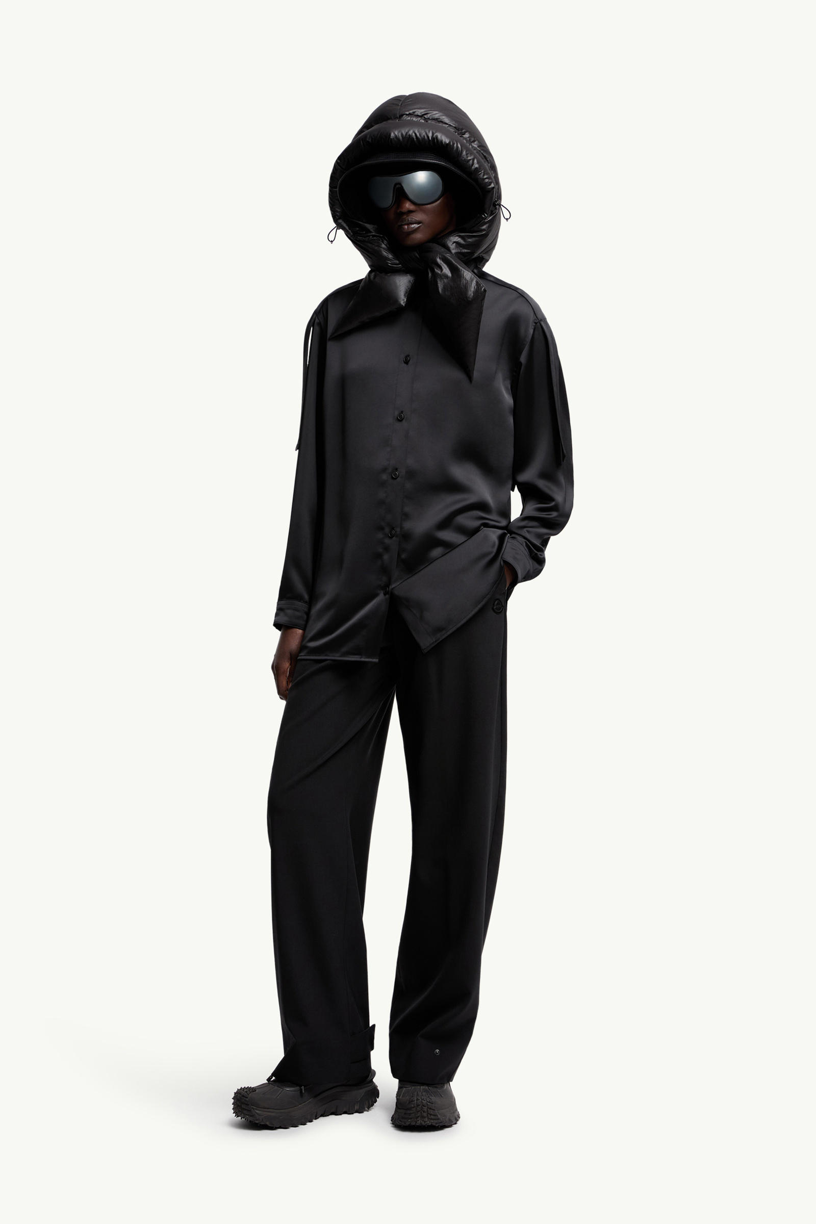Camicia in satin Moncler x EE72 di Edward Enninful Donna Nero Moncler 0