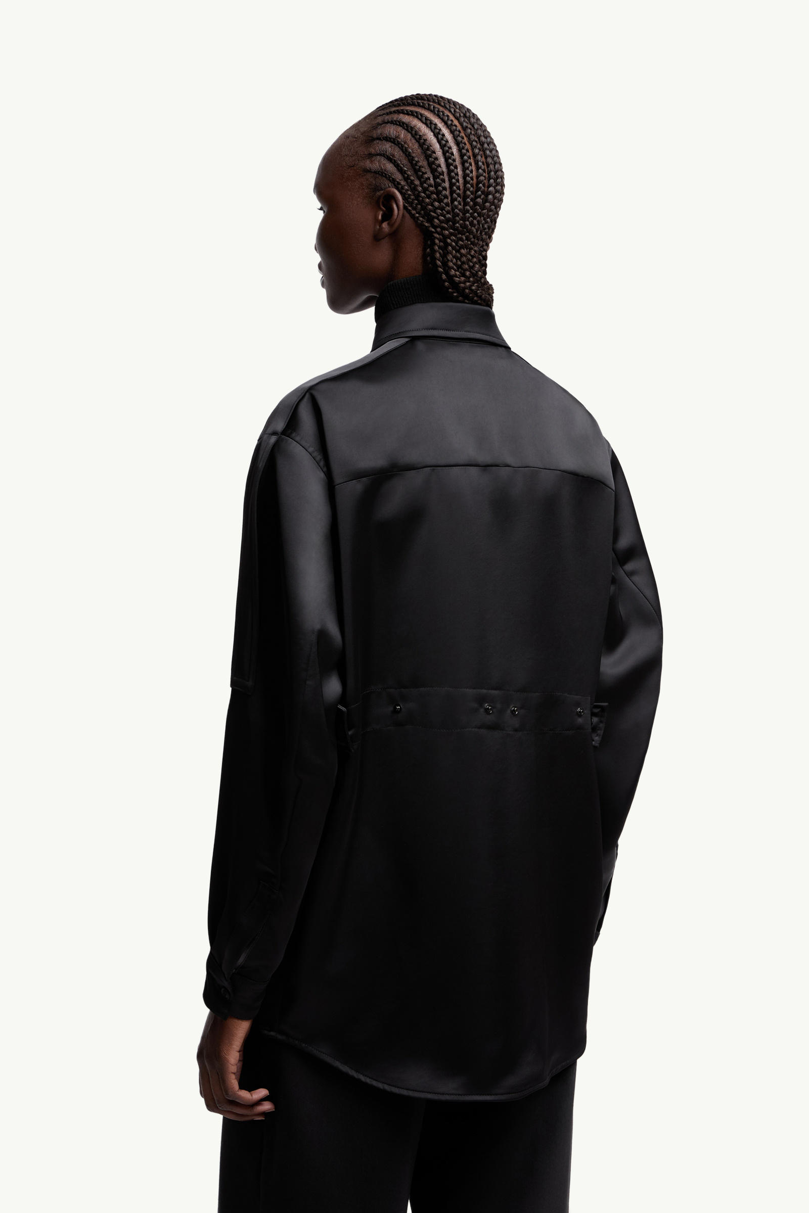 Camicia in satin Moncler x EE72 di Edward Enninful Donna Nero Moncler 4