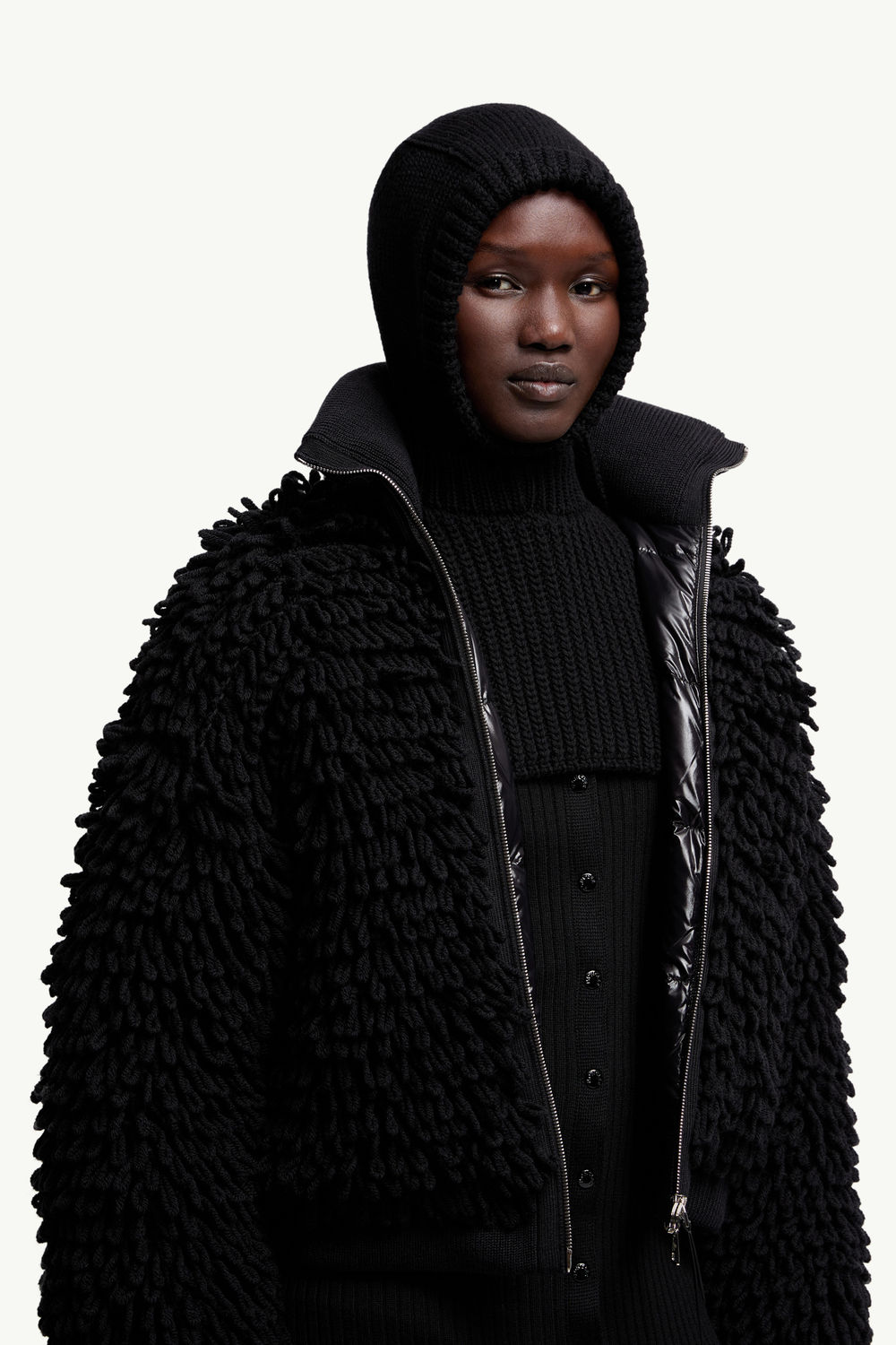 Moncler x EE72 by Edward Enninful羊毛防風雪面罩式風帽 女士 黑色 Moncler 1