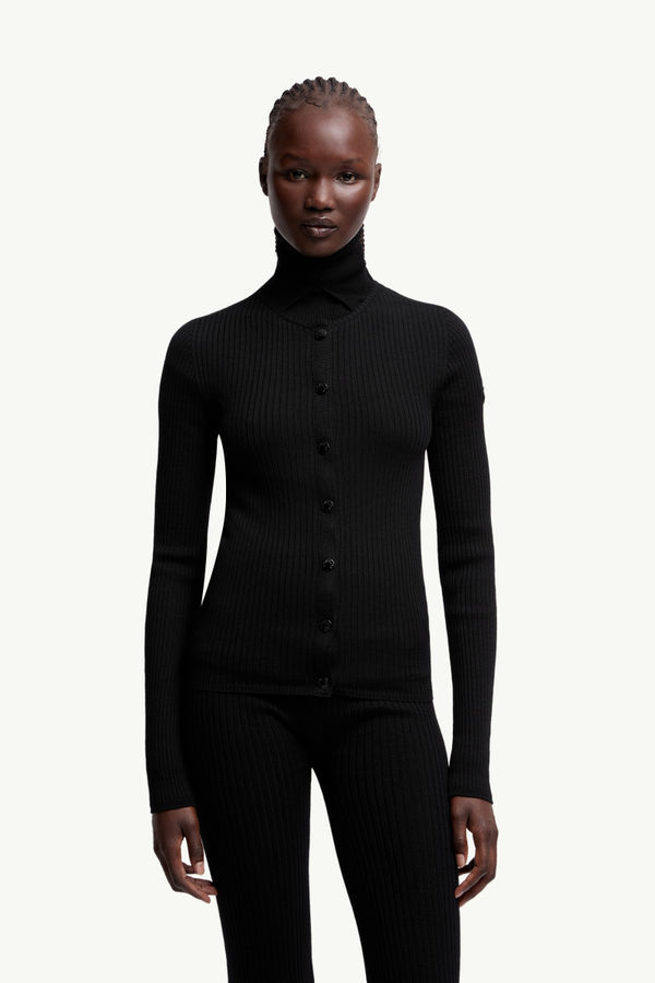 Cardigan in lana Moncler x EE72 di Edward Enninful Donna Nero Moncler 3