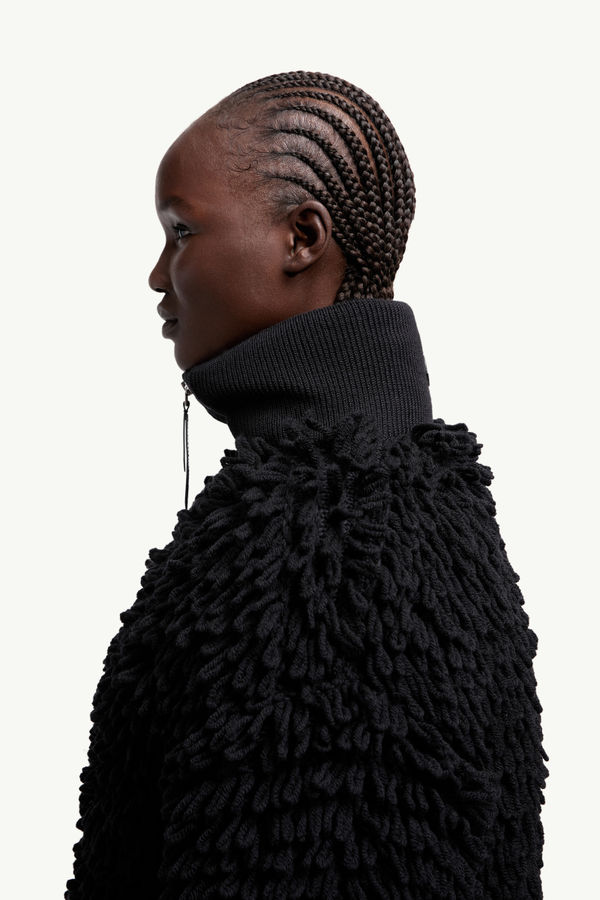 Cardigan con zip Moncler x EE72 di Edward Enninful in misto lana Donna Nero Moncler 1