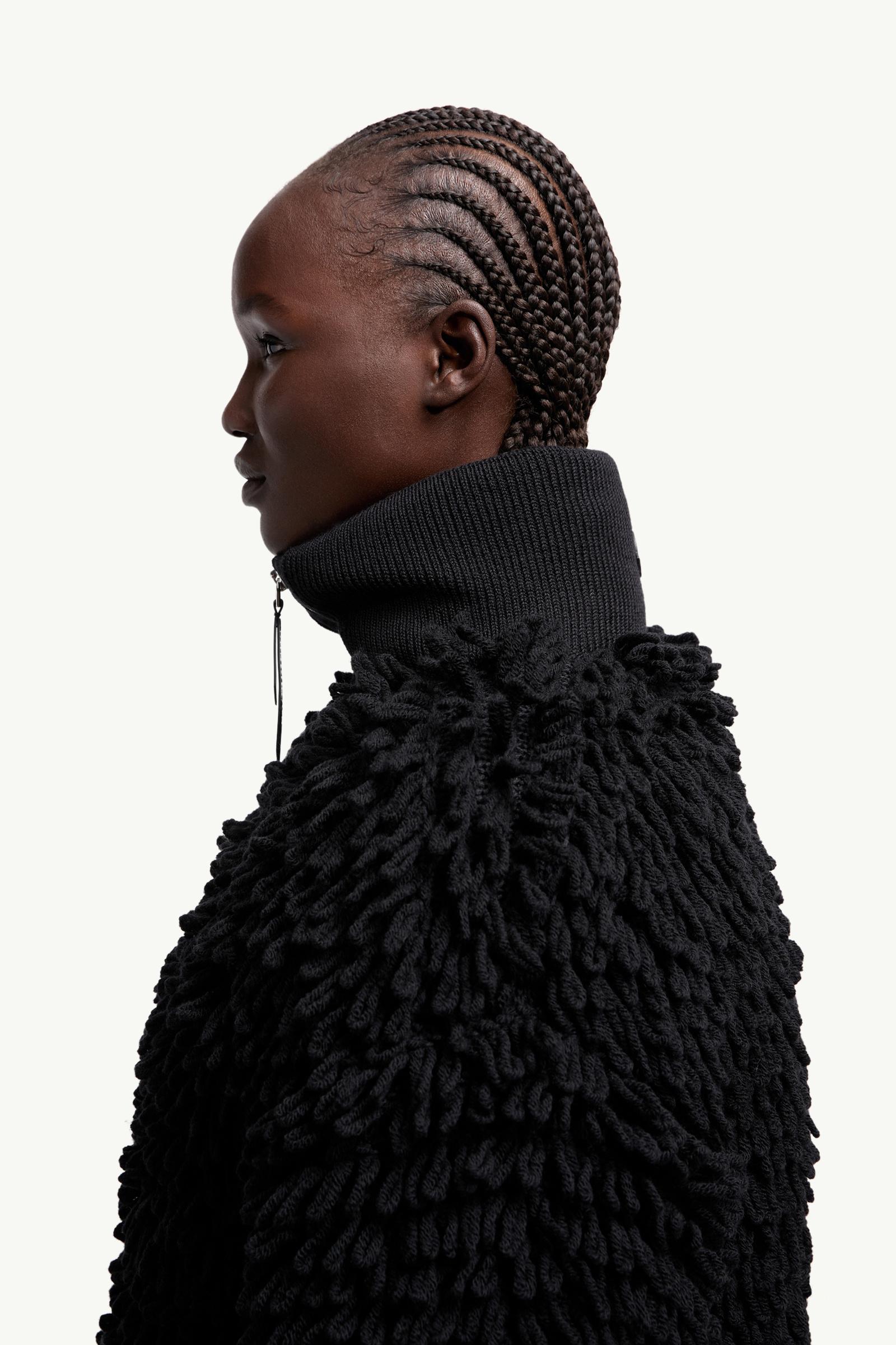 Black Moncler x EE72 by Edward Enninful Wool Blend Zip-Up Cardigan