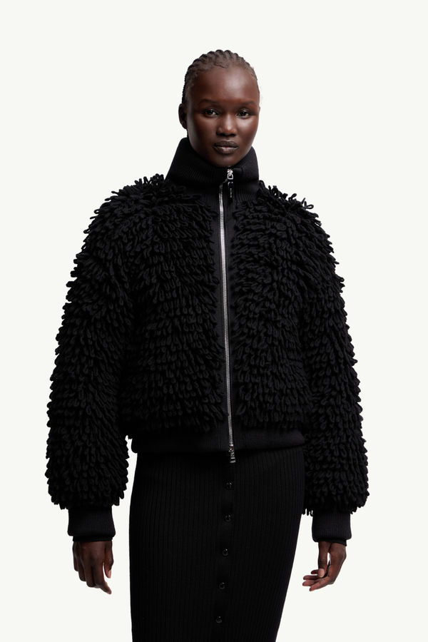 Cardigan con zip Moncler x EE72 di Edward Enninful in misto lana Donna Nero Moncler 3