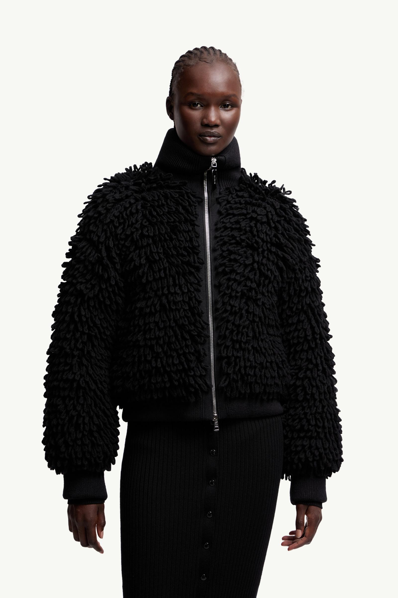 Black Moncler x EE72 by Edward Enninful Wool Blend Zip-Up Cardigan