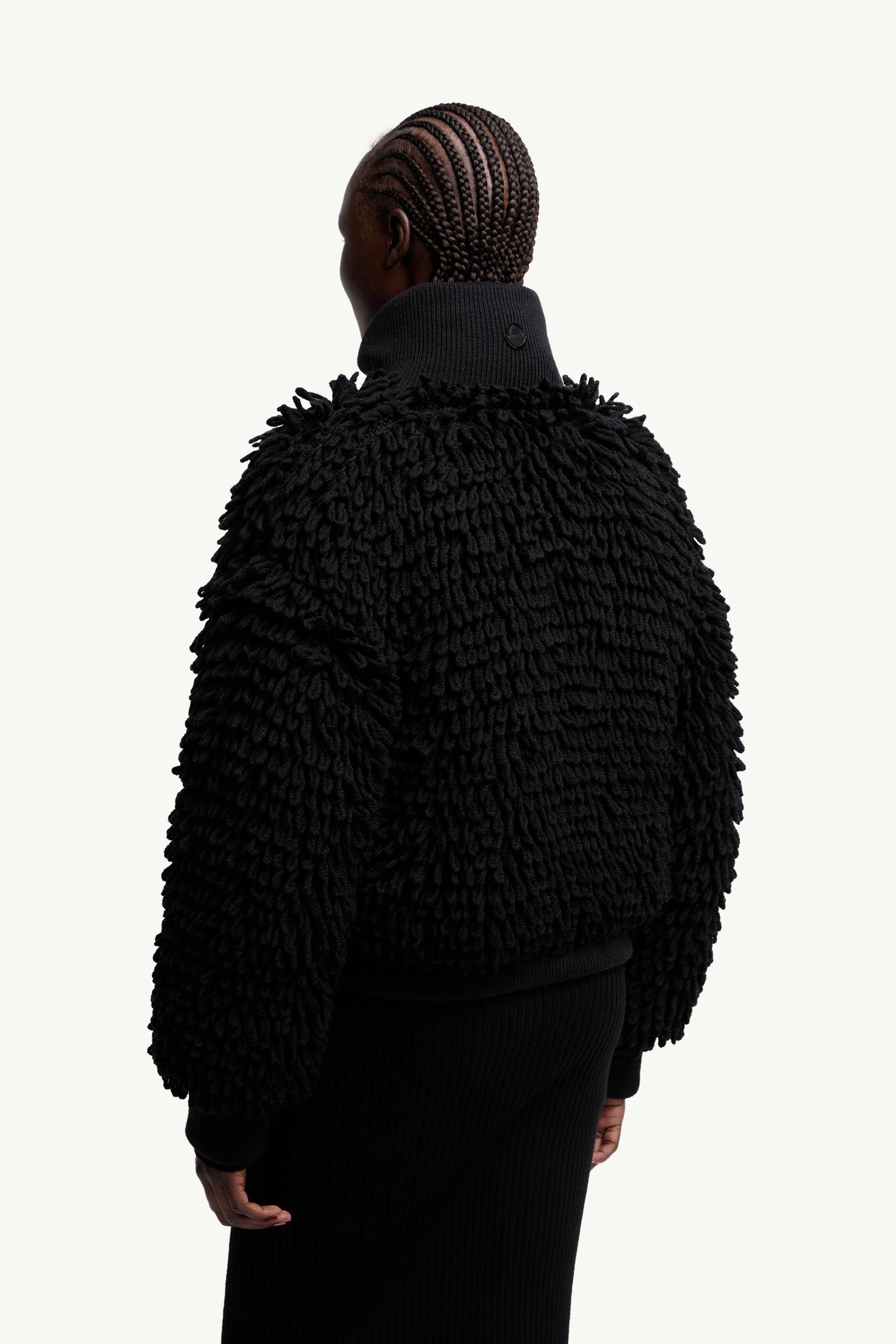 Black Moncler x EE72 by Edward Enninful Wool Blend Zip-Up Cardigan