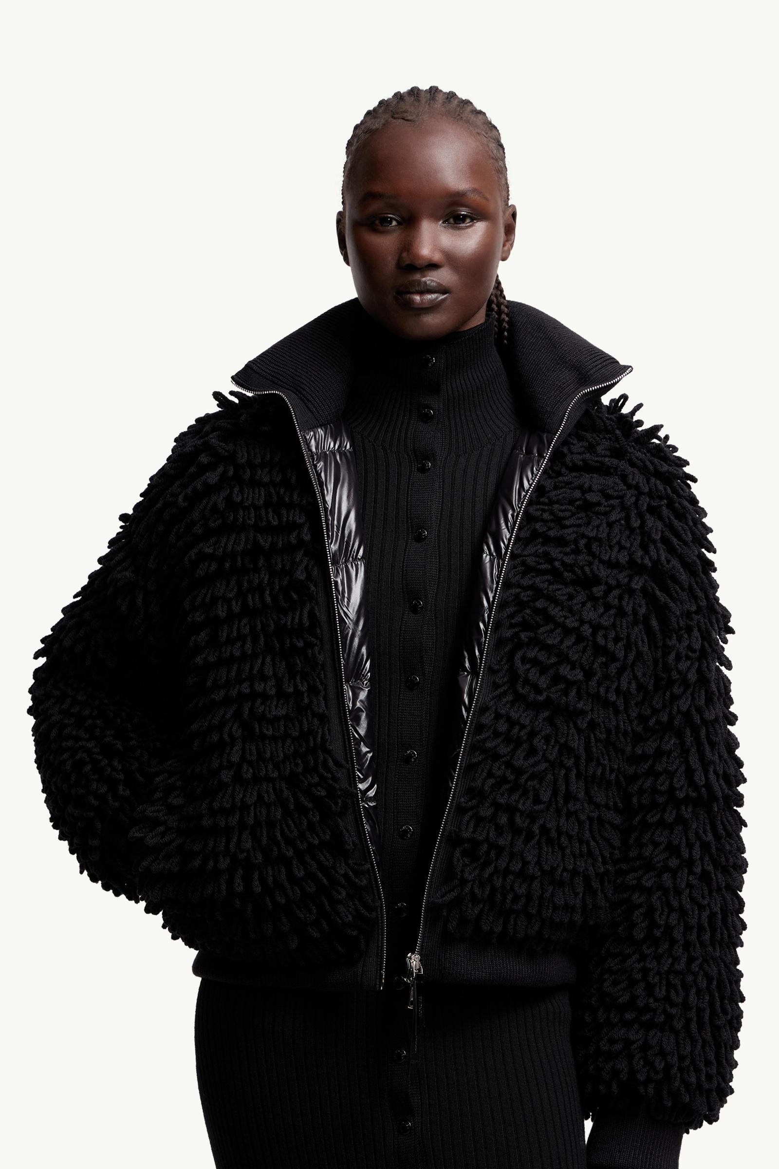 Black Moncler x EE72 by Edward Enninful Wool Blend Zip-Up Cardigan