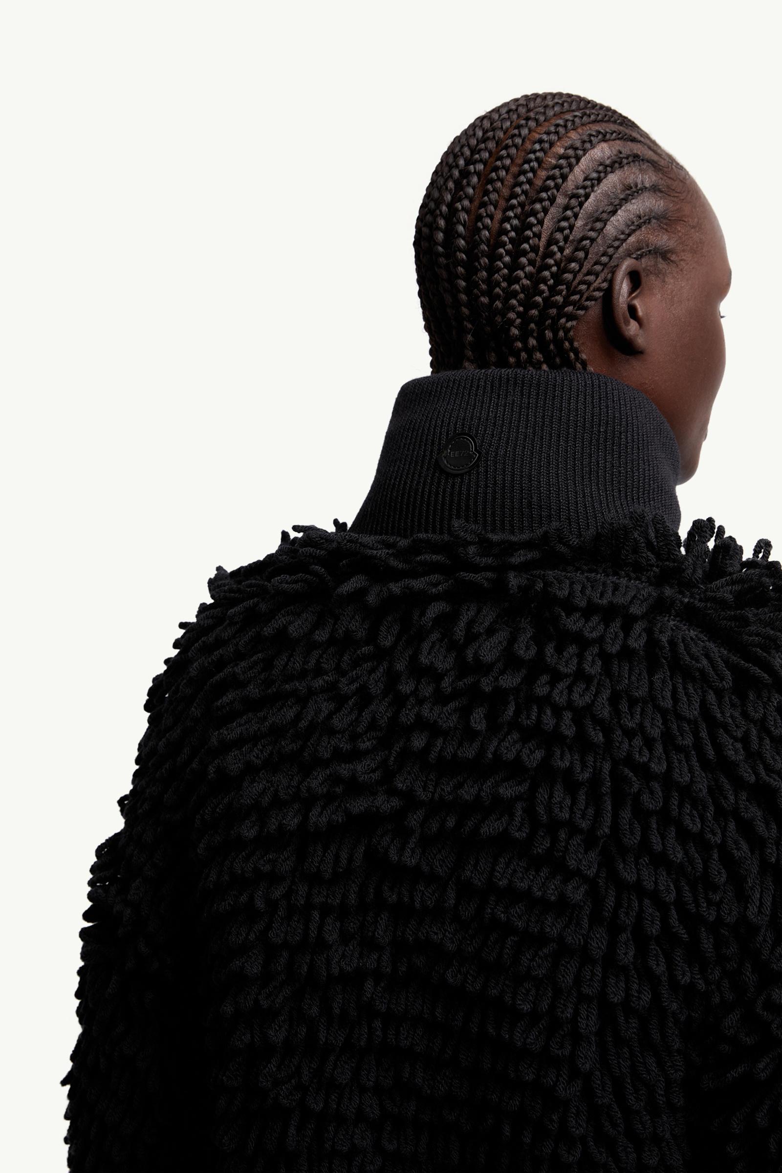 Black Moncler x EE72 by Edward Enninful Wool Blend Zip-Up Cardigan